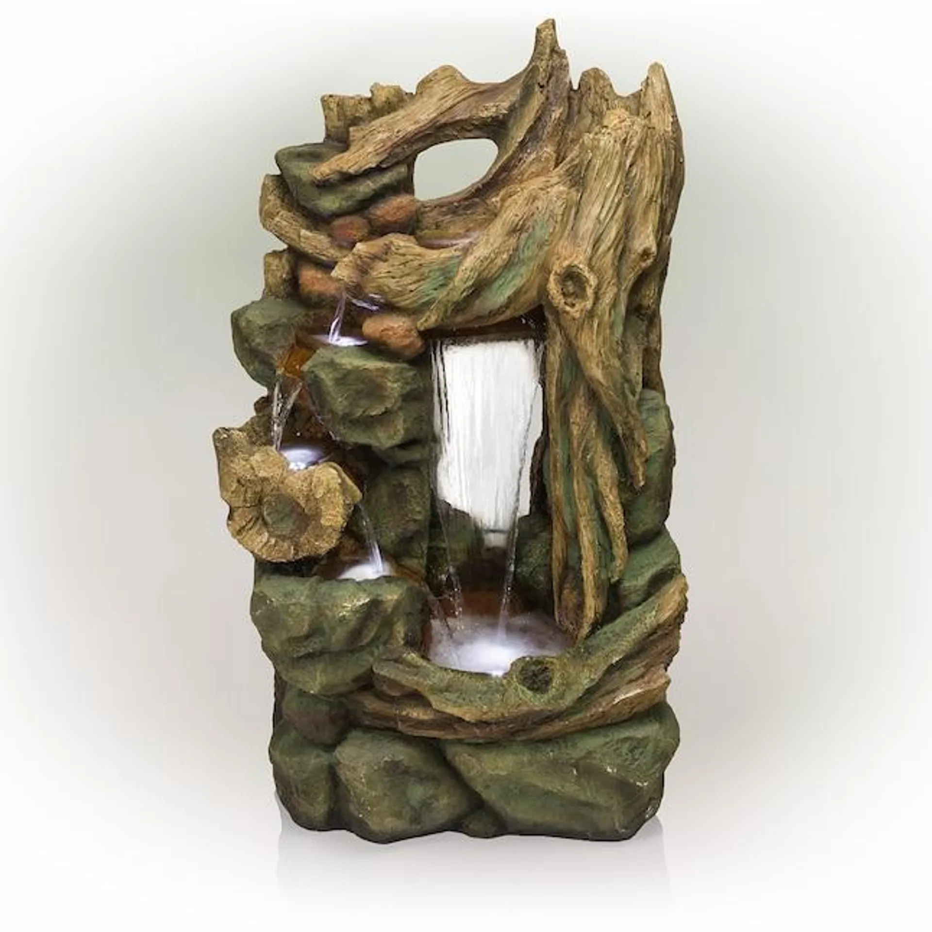 Alpine Corporation 55-in H Resin Tiered Outdoor Fountain Pump Included