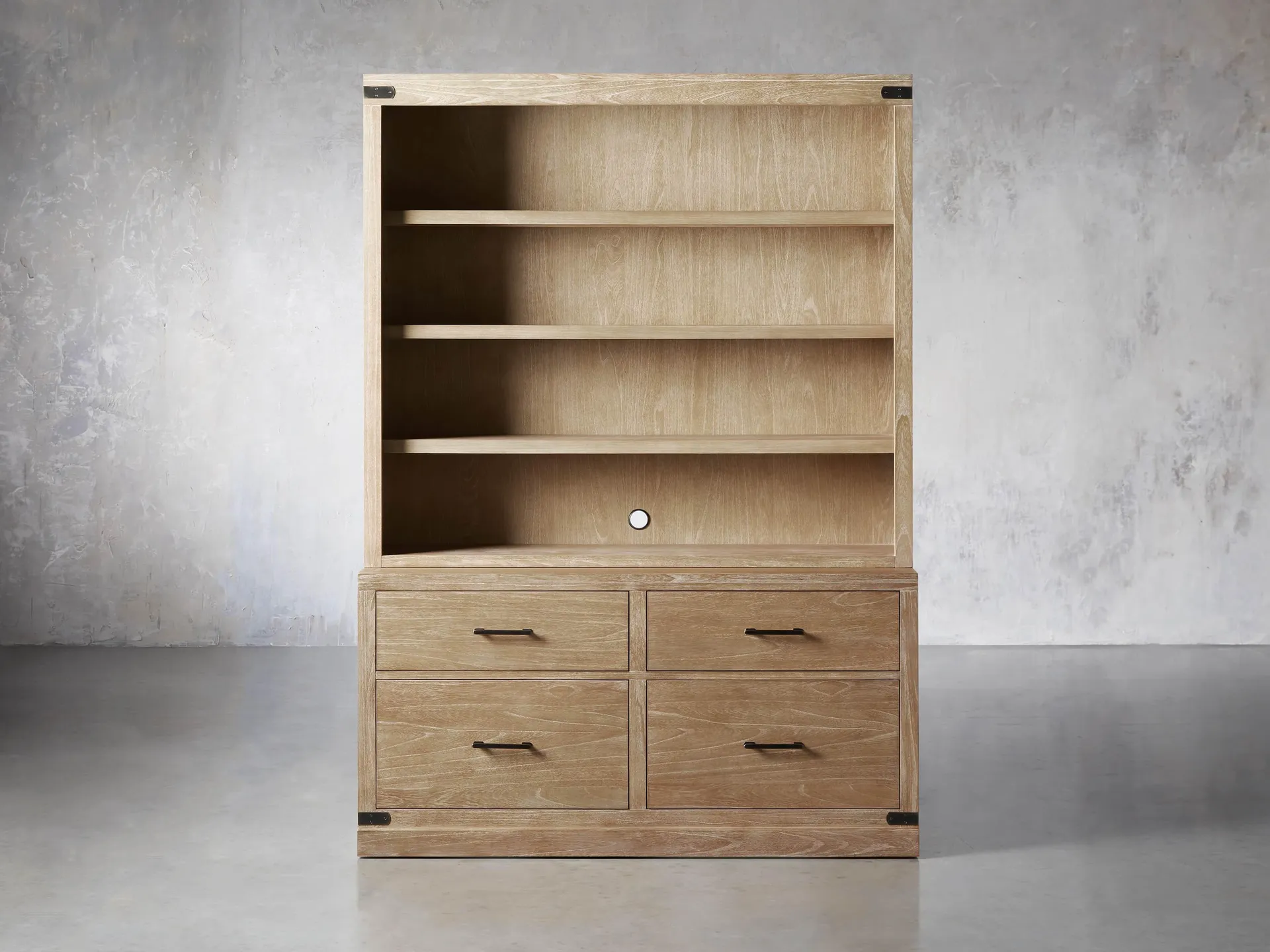 Tremont Modular Bookcase with File Base in Natural