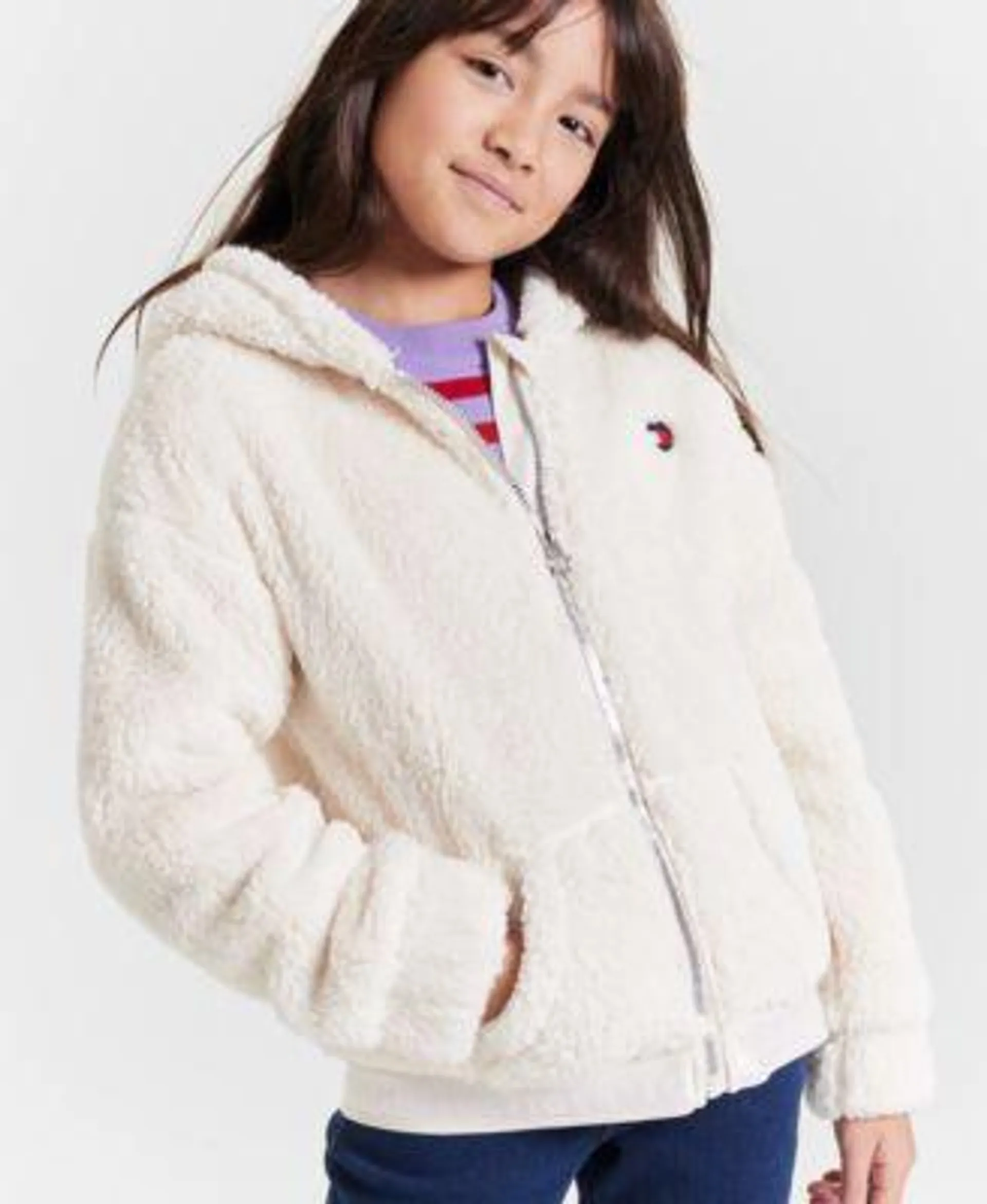 Big Girls Minky Zip Front Hoodie