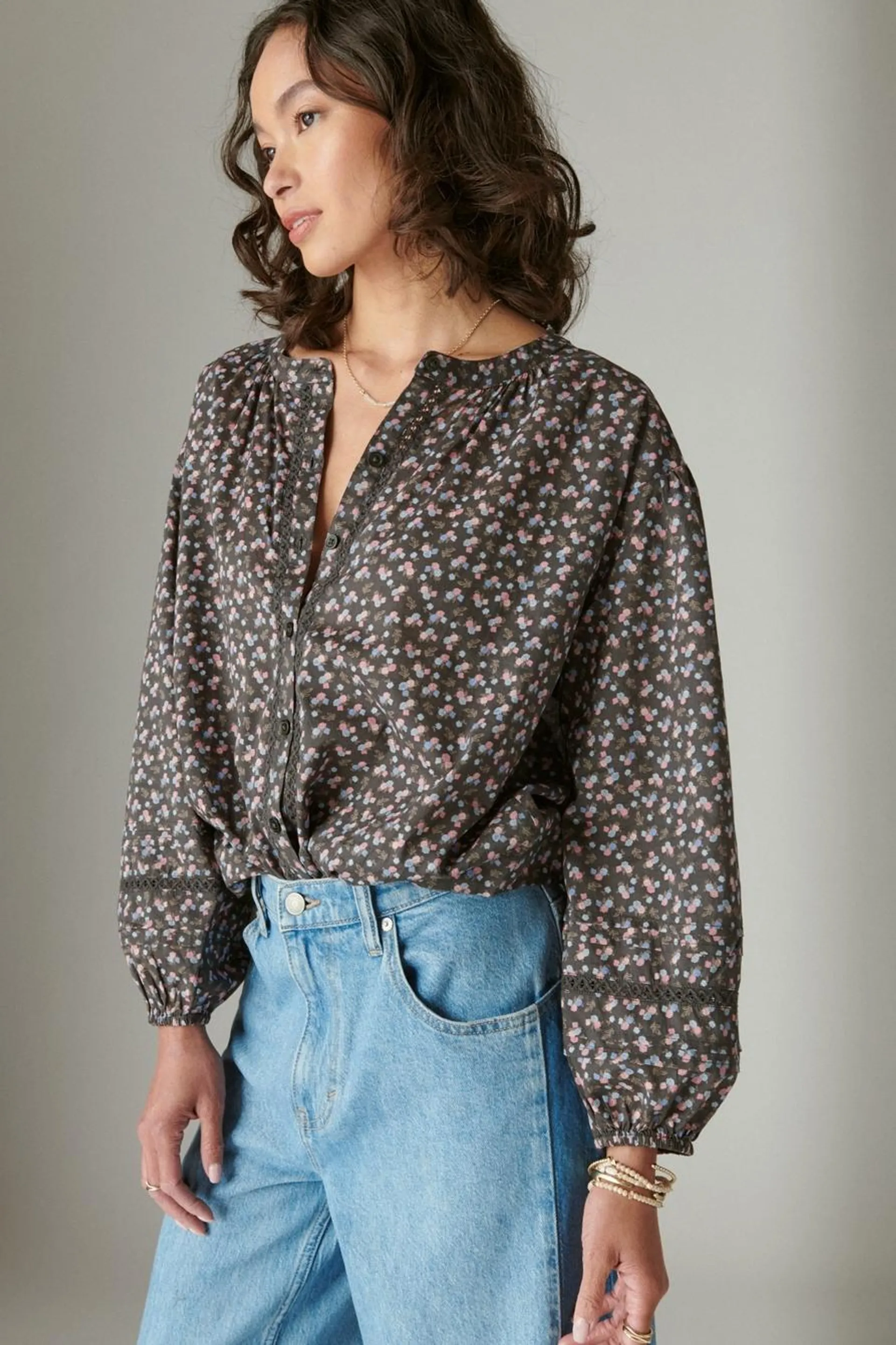 relaxed button through blouse