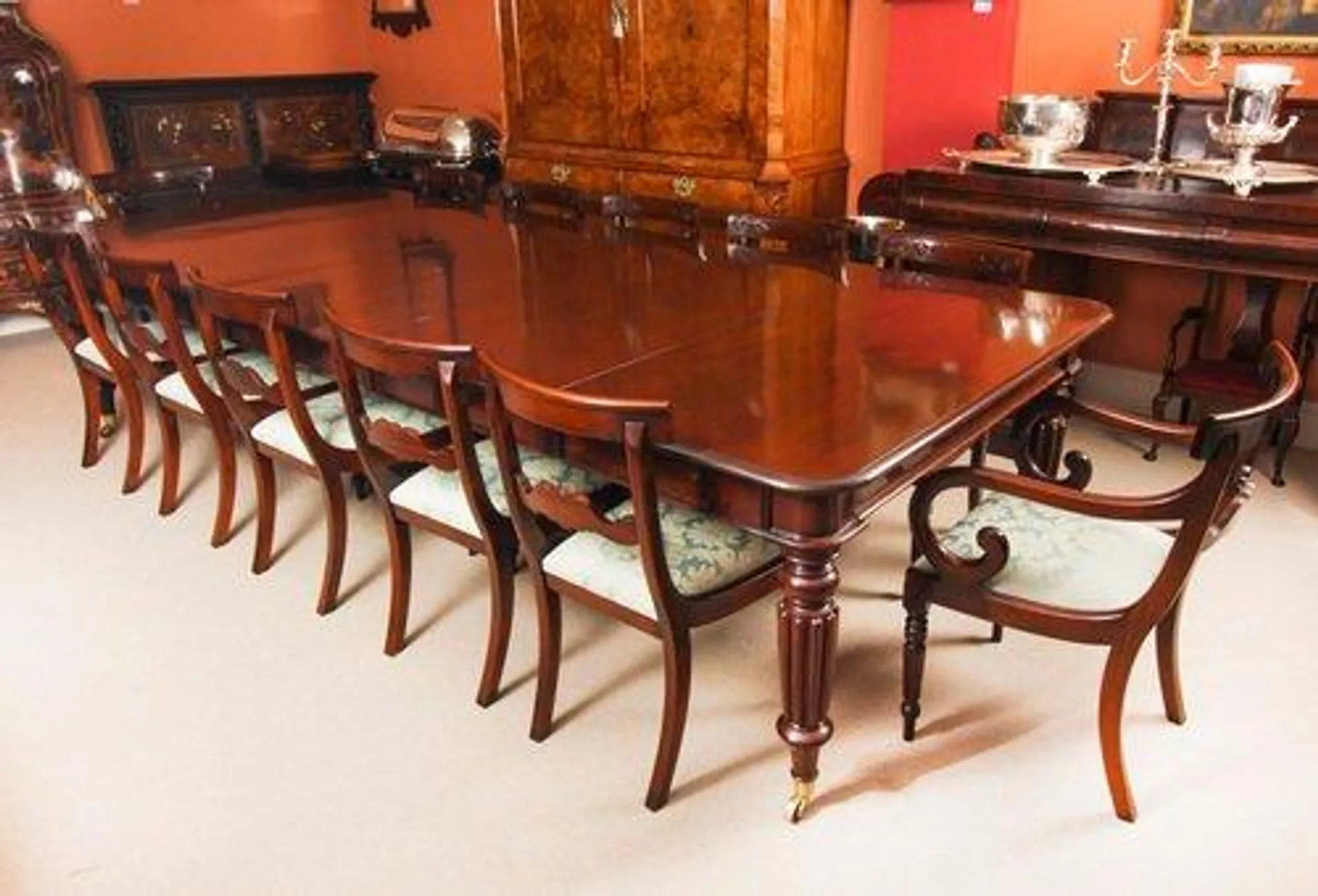 William IV Dining Table & Barback Dining Chairs, 1835, Set of 13