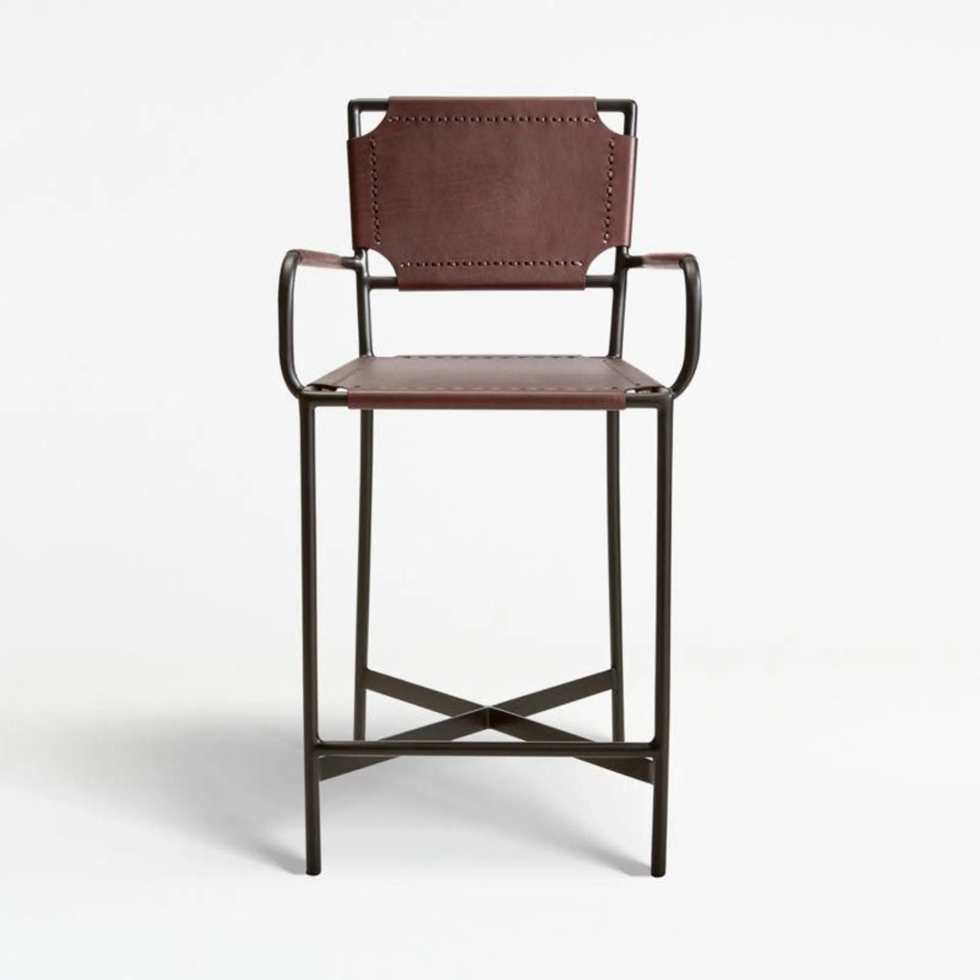 Laredo Brown Leather Counter Stool + Reviews | Crate & Barrel