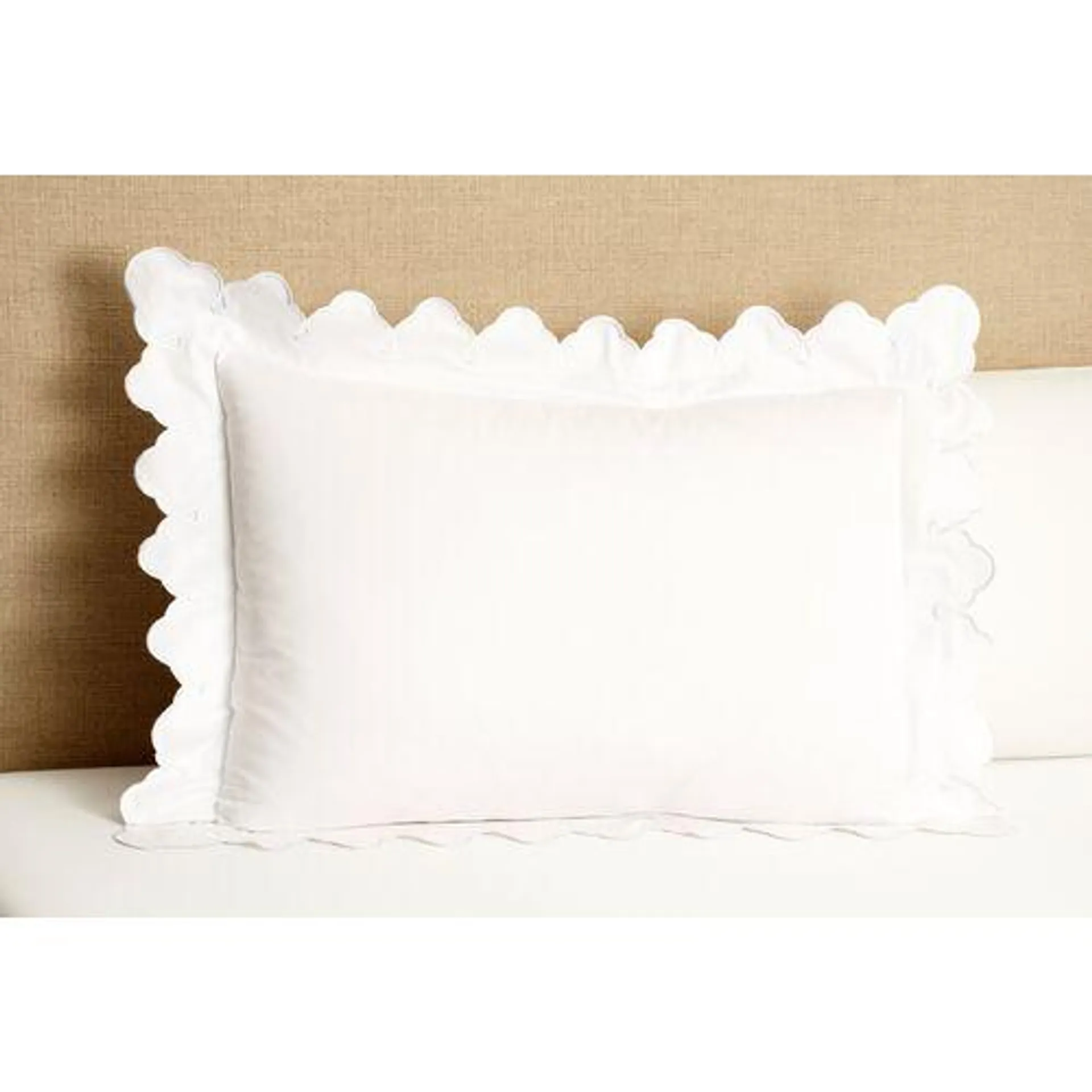 Scalloped Standard Sham, White