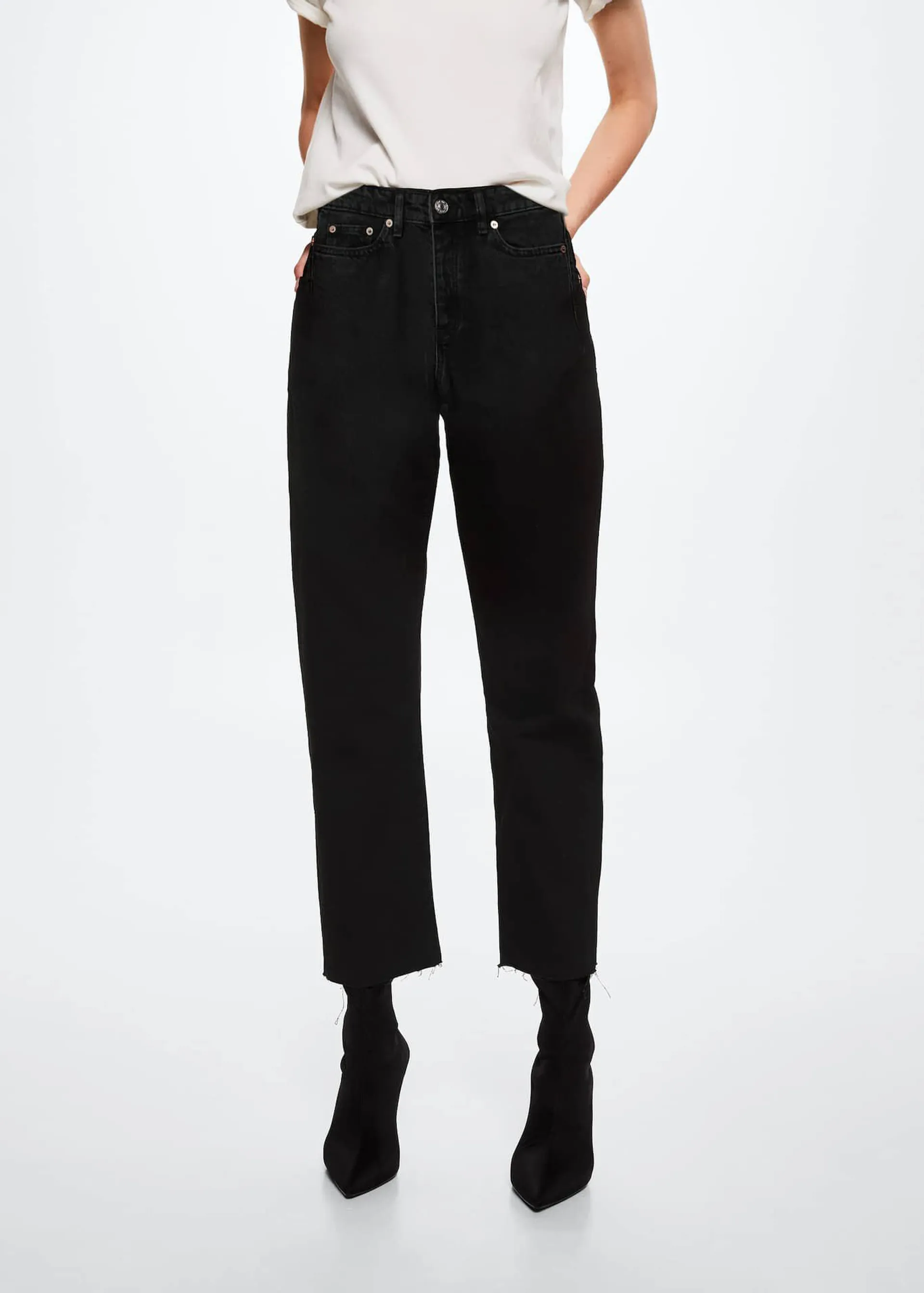 High-waist cropped straight jeans
