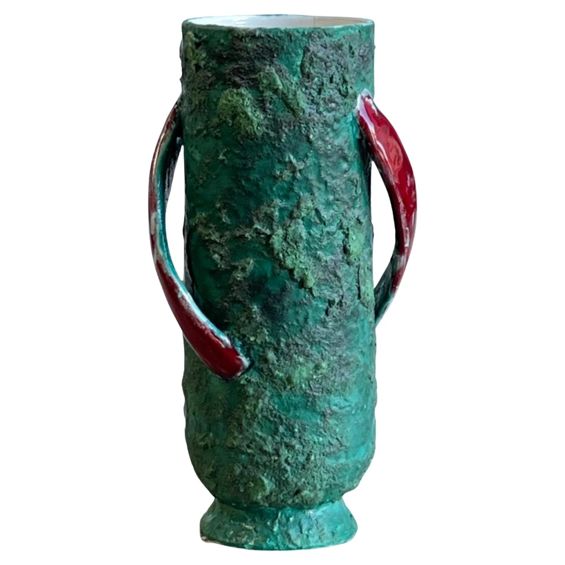 Italian Ceramic Vase with Lava Work