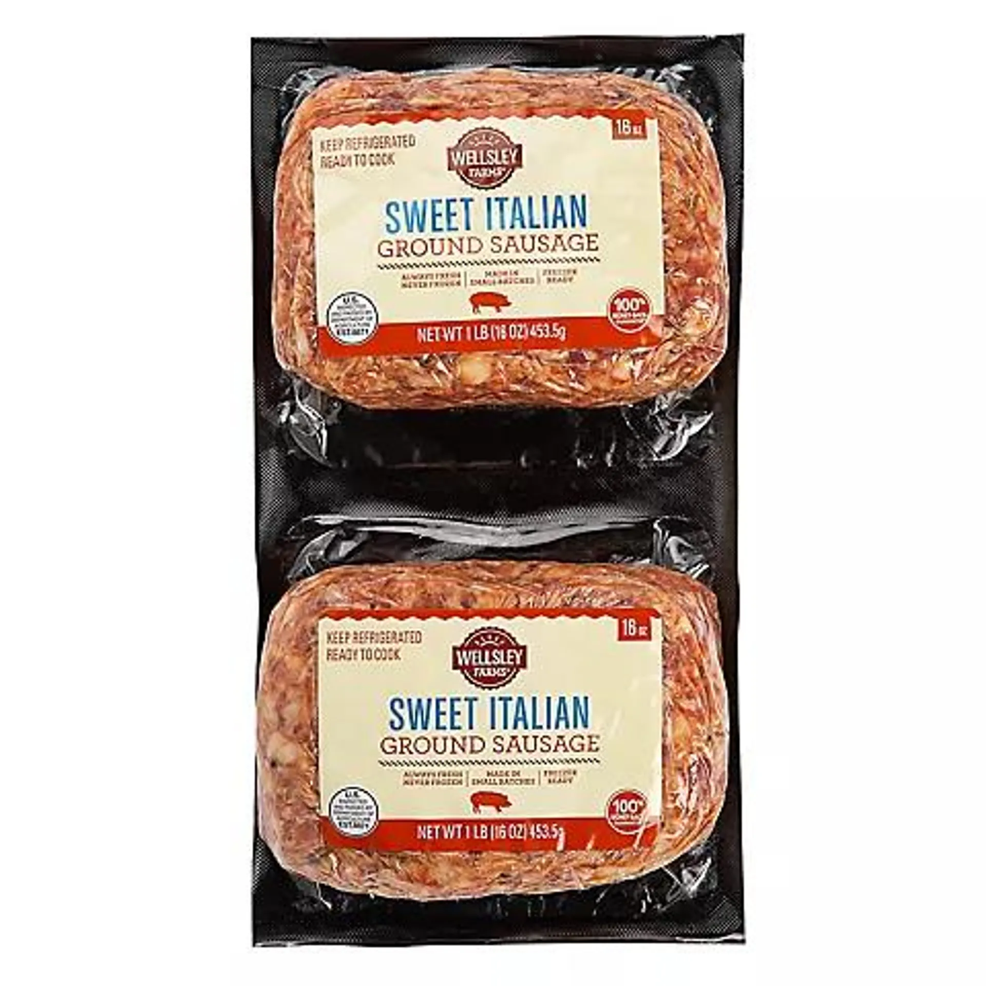 Wellsley Farms Sweet Italian Ground Sausage, 2 ct./16 oz.