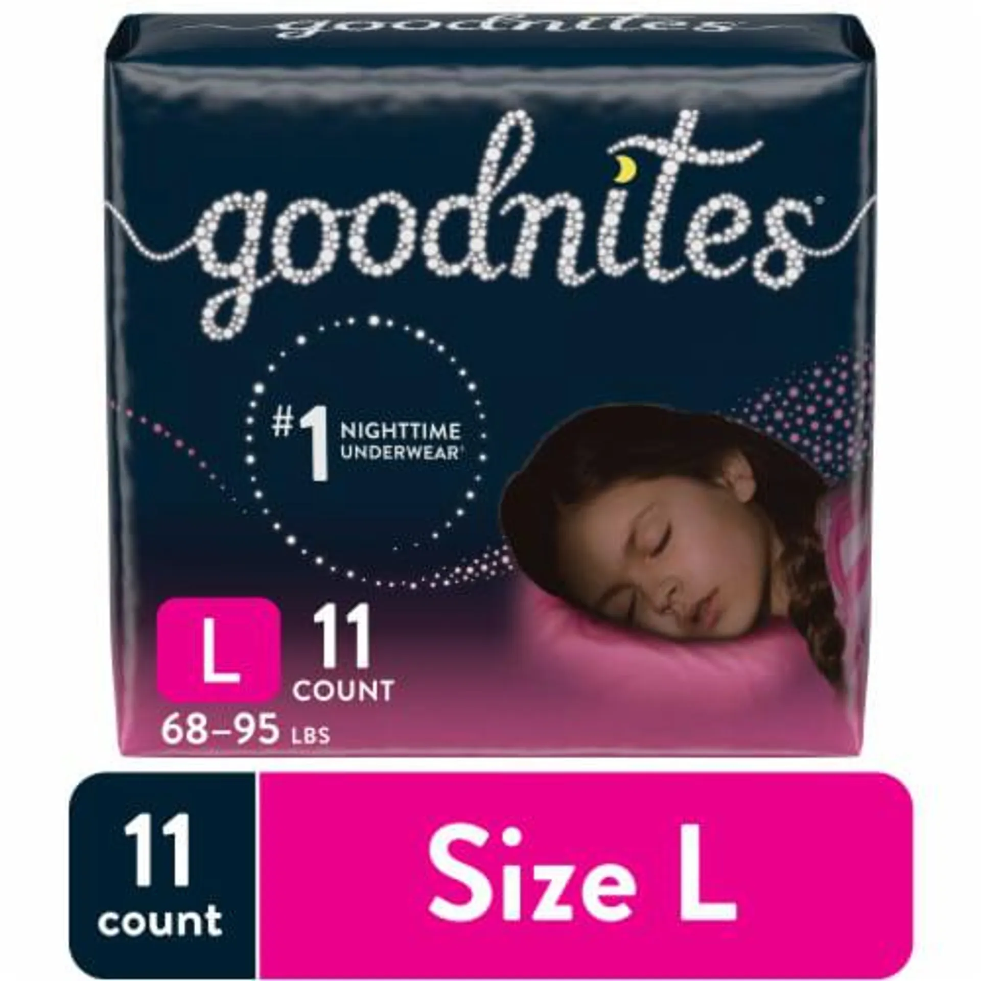Goodnites Girls' Bedwetting Underwear L (68-95 lbs)