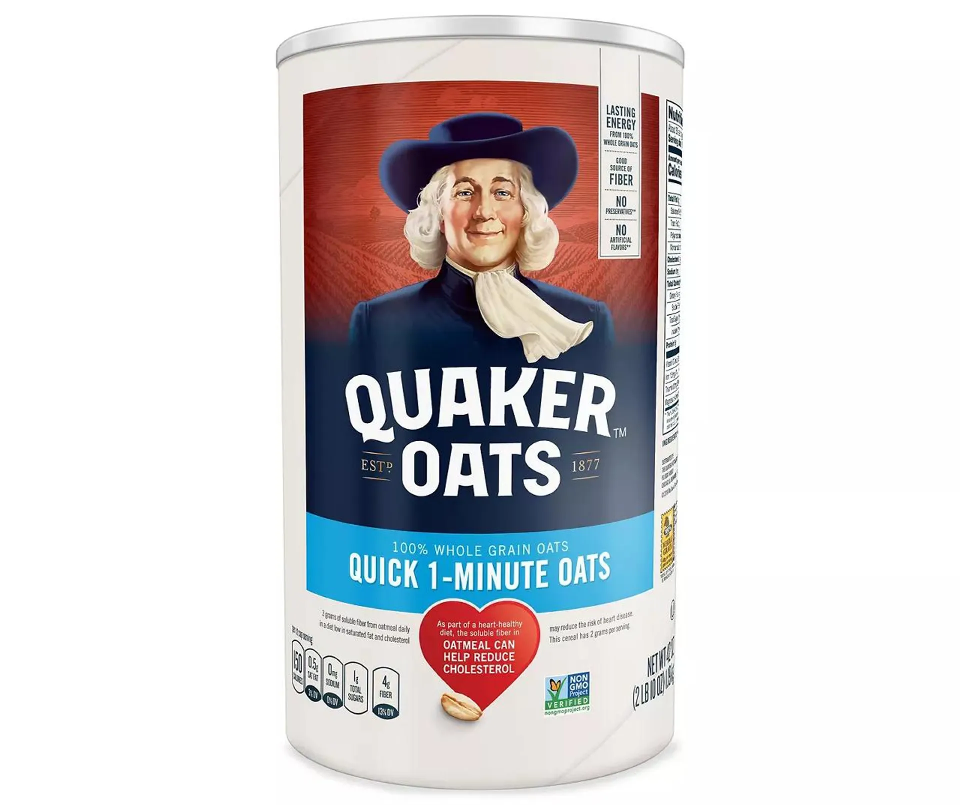 Quaker Oats Heart Healthy Quick 1-Minute Oats 42 Ounce Paper Canister