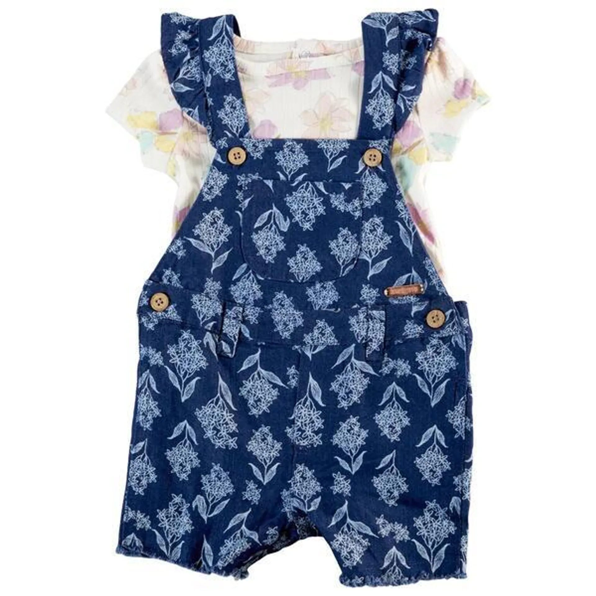 Baby Girl (12-24M) Kensie Girl Floral Top & Shortalls Set