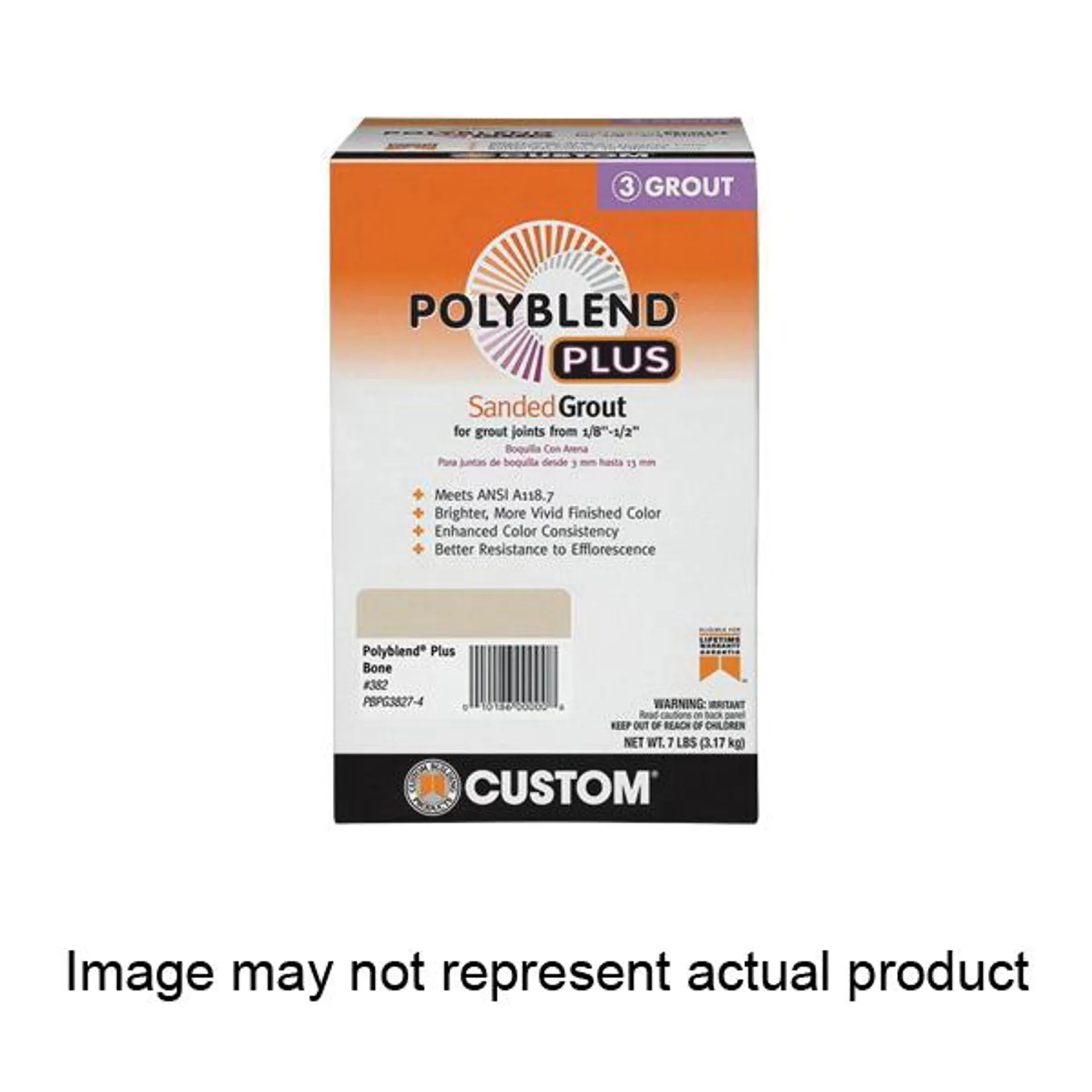 Polyblend Plus PBPG6407-4 Sanded Grout, Solid Powder, Characteristic, Arctic White, 7 lb Box