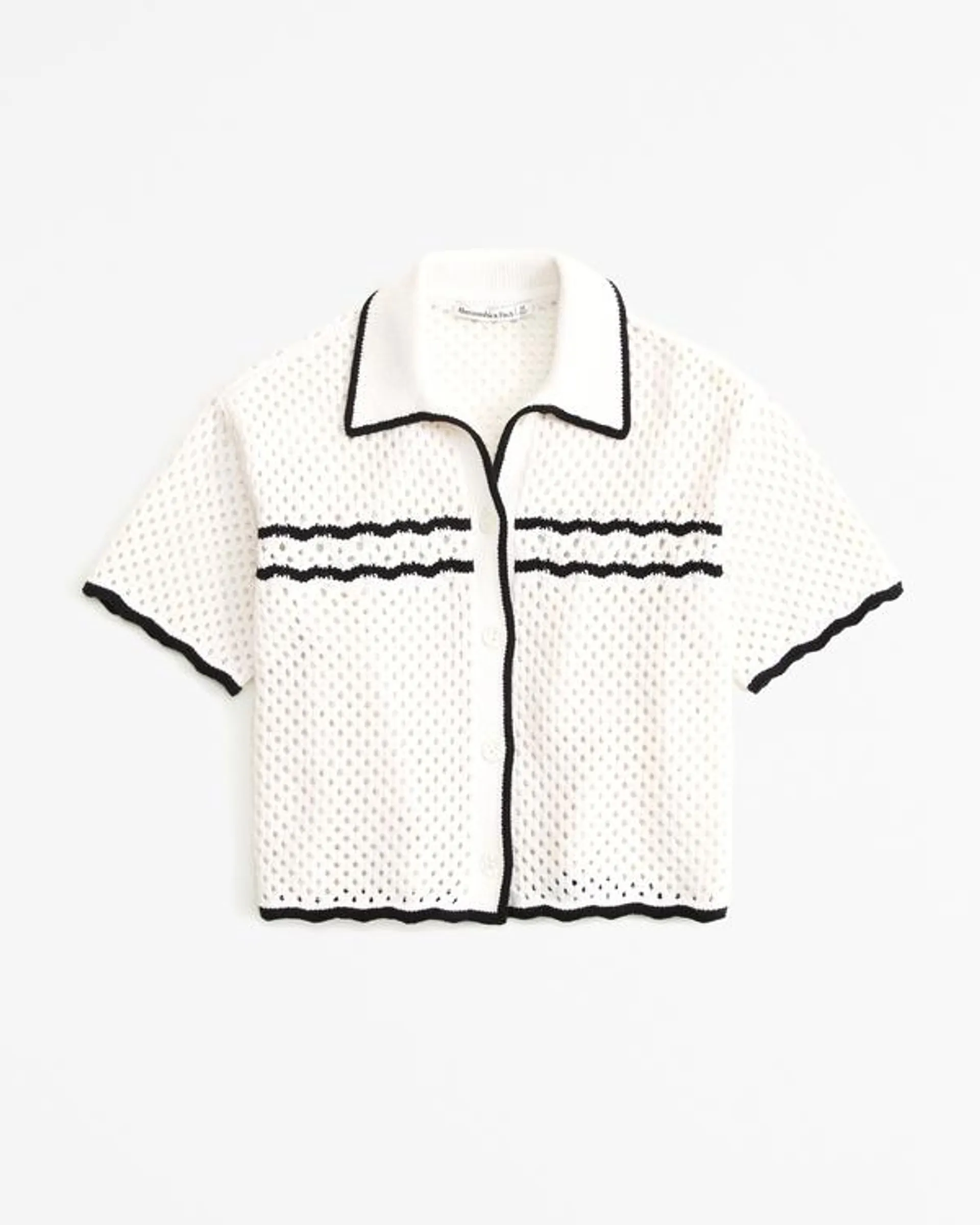 Crochet-Style Button-Up Polo