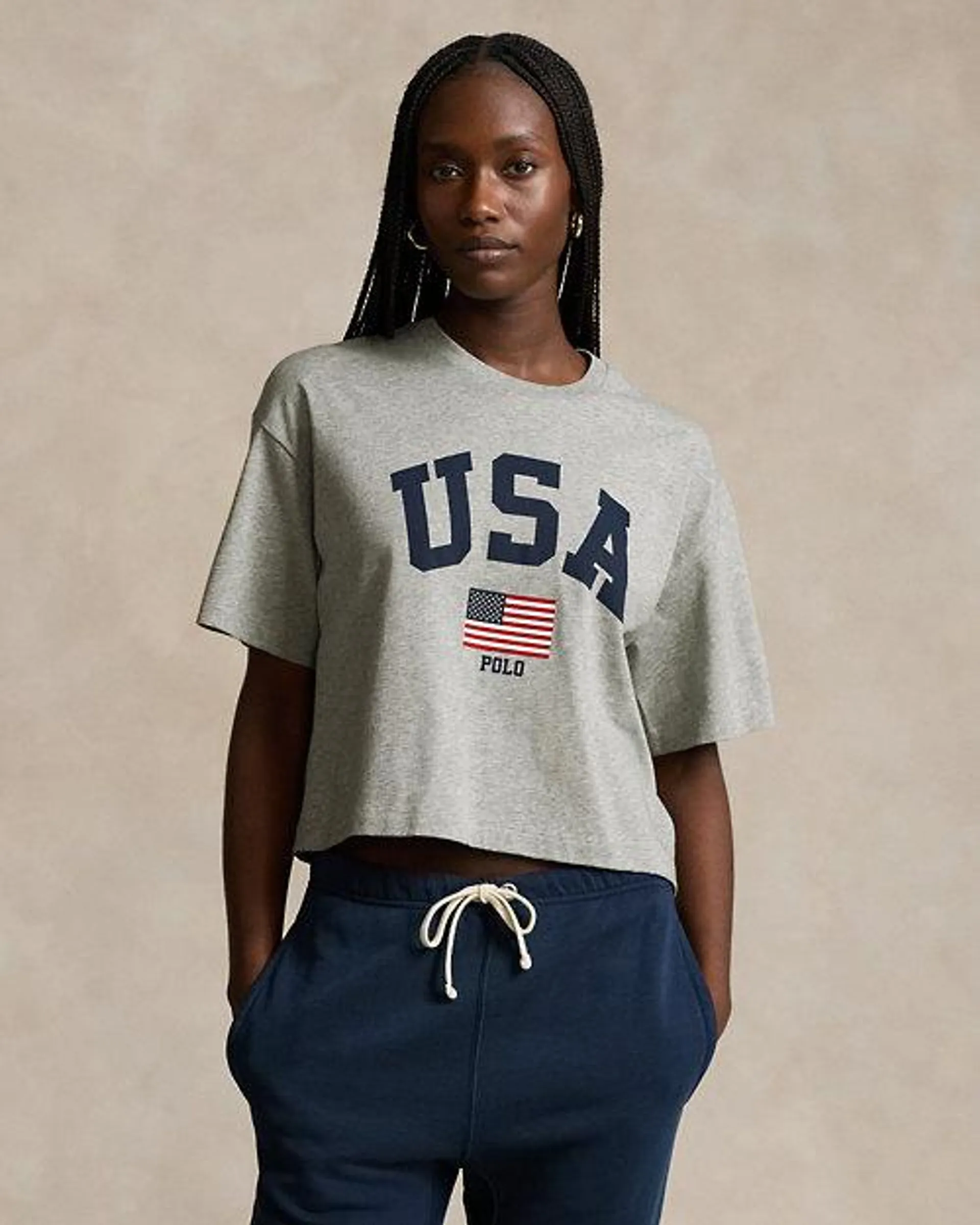 Team USA Graphic Jersey Cropped Tee