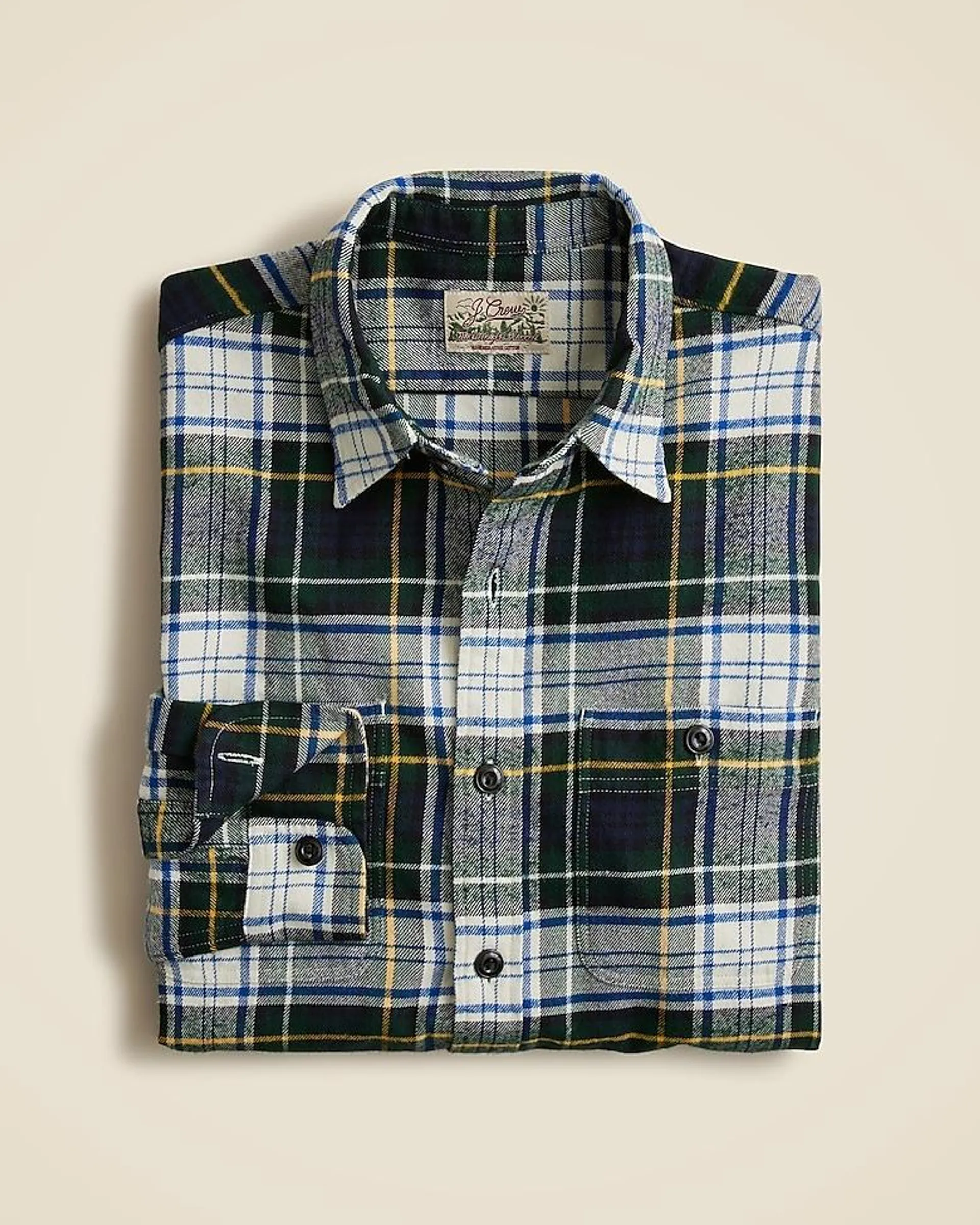 Midweight flannel workshirt in regenerative cotton