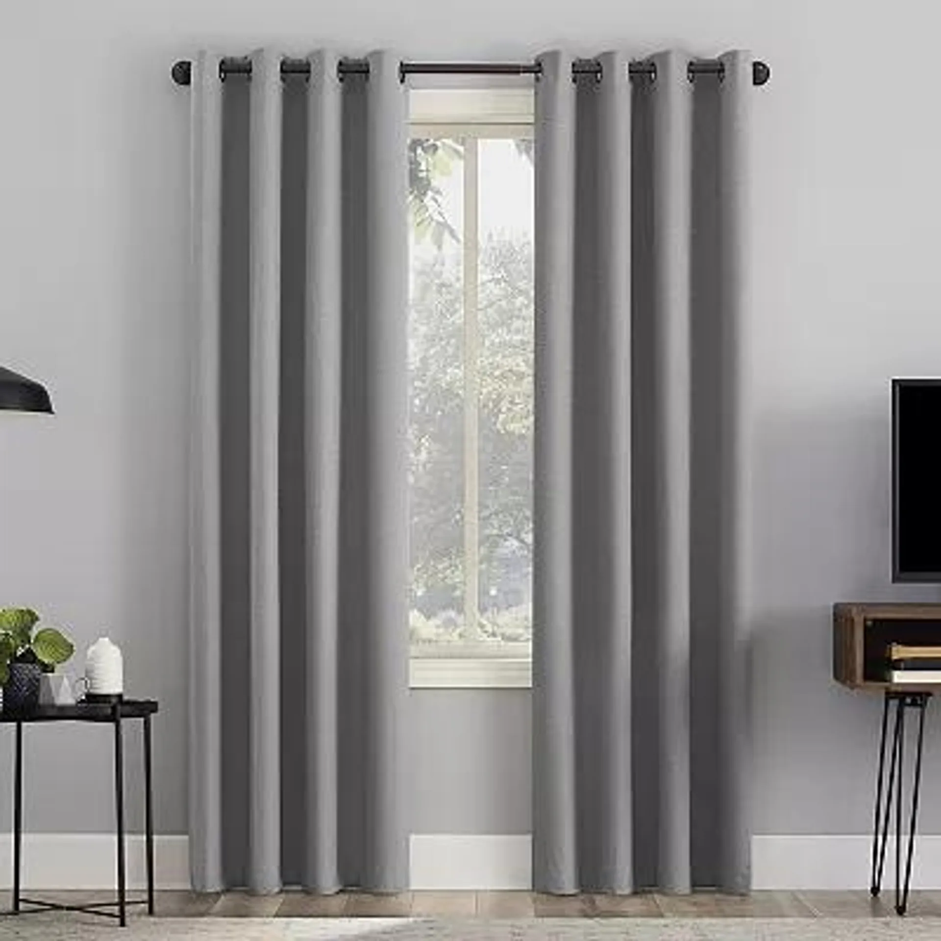 Sun Zero Cayden 100% Blackout Draft Shield Fleece Insulated Textured Grommet Curtain