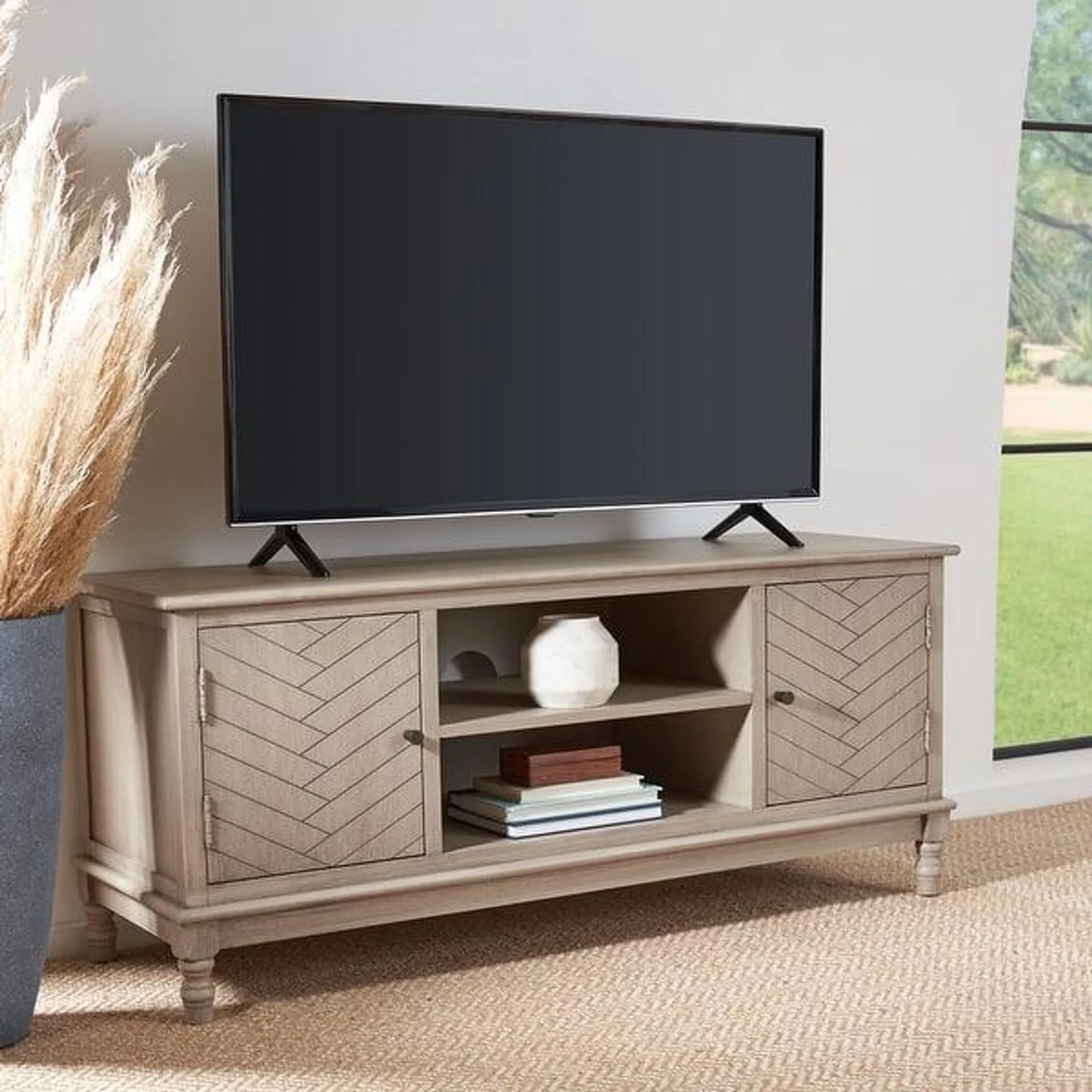 SAFAVIEH Magnolia 2-Door 2-Shelf Storage TV Media Stand - 47.3" W x 15.8" L x 20" H