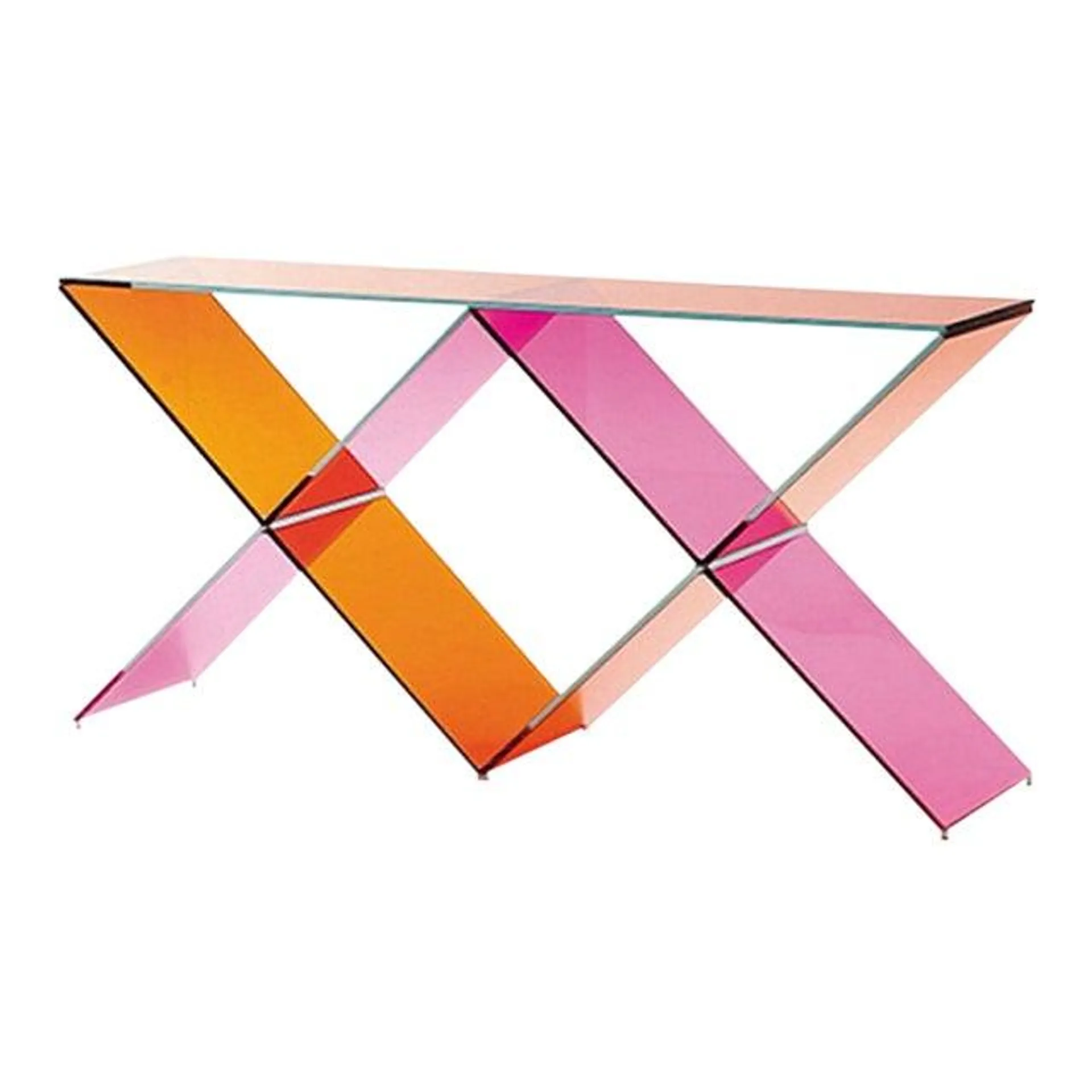 Modern Pink Colored Lucite Console Table