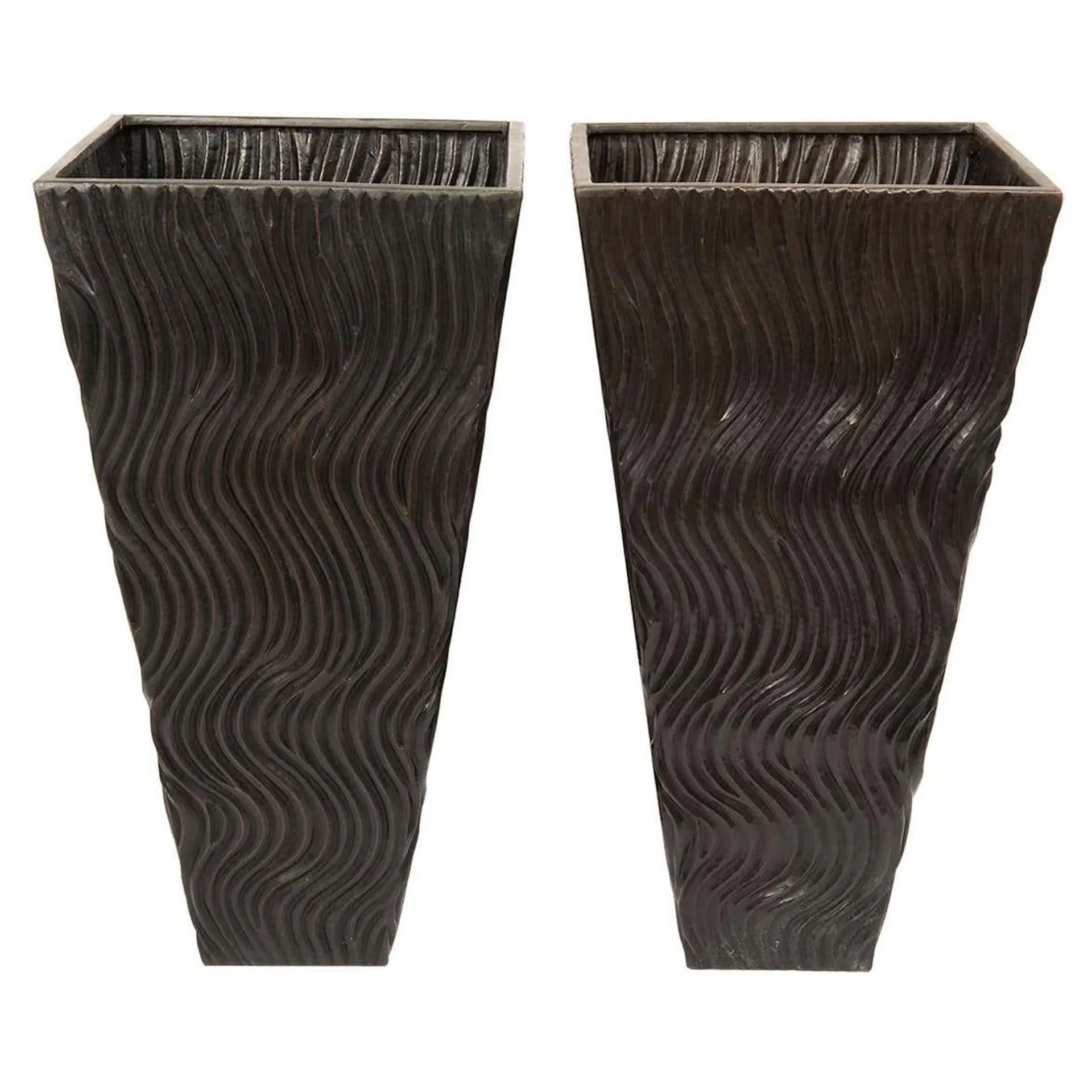 Robert Kuo, a Pair of Repousse Copper Sculpture Vases, World Famous, circa 2010