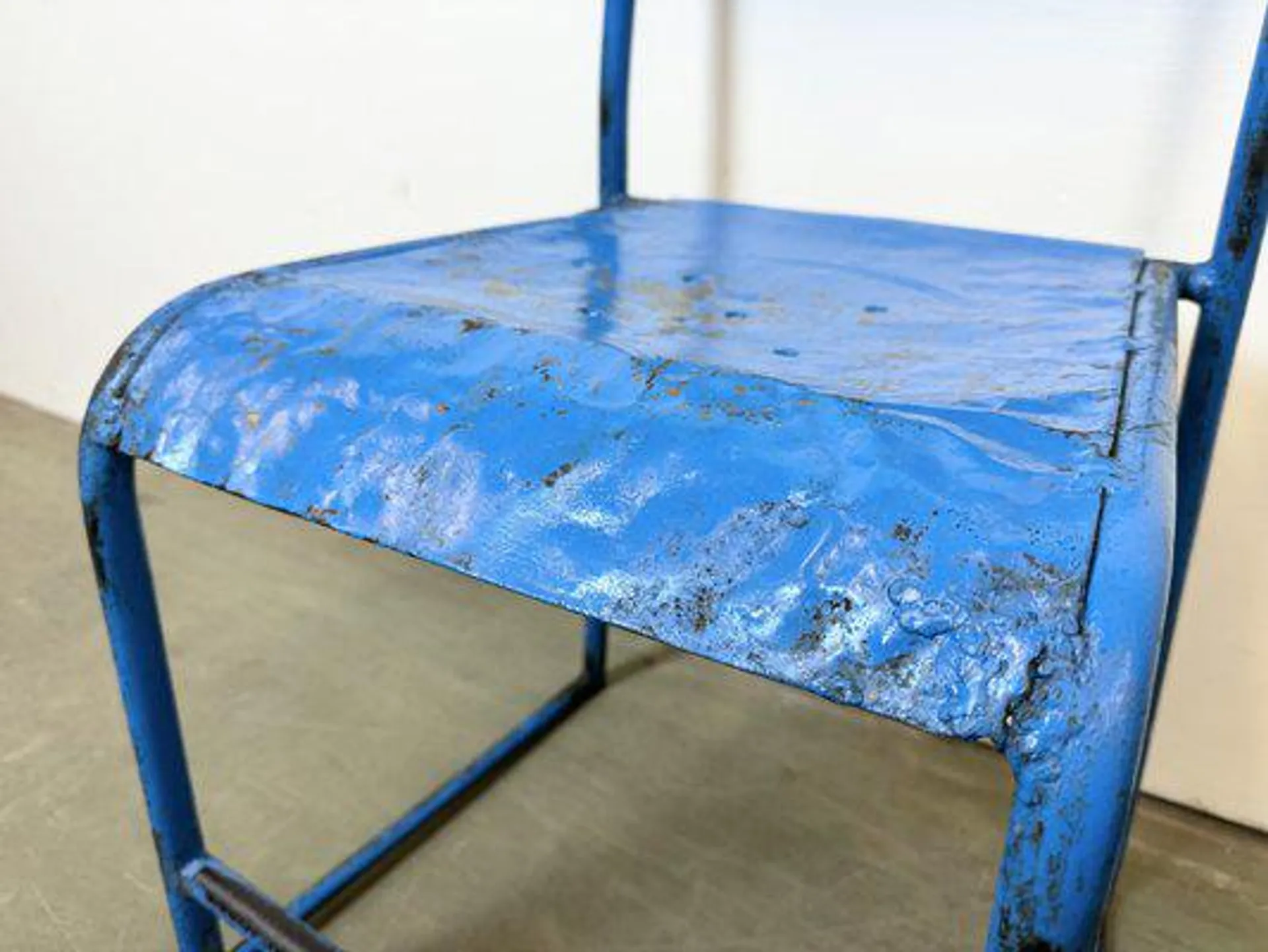 Industrial Blue Iron Chairs, 1950s, Set of 2