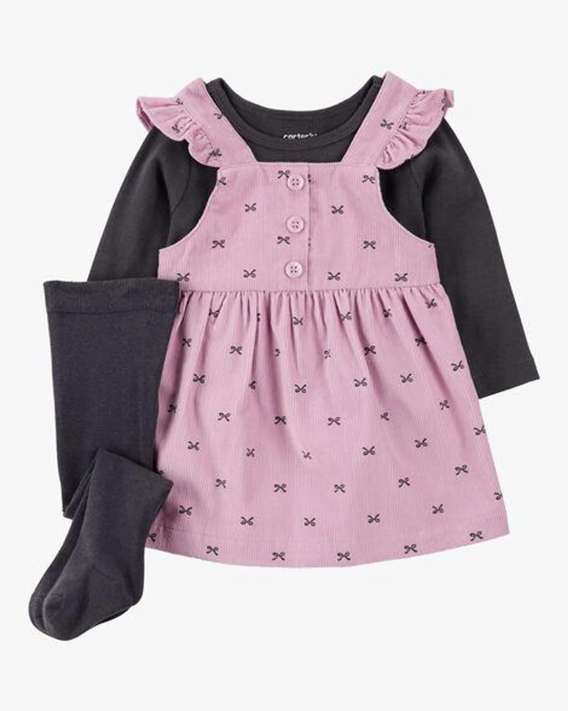 Baby 2-Piece Tee & Bow Corduroy Jumper Set