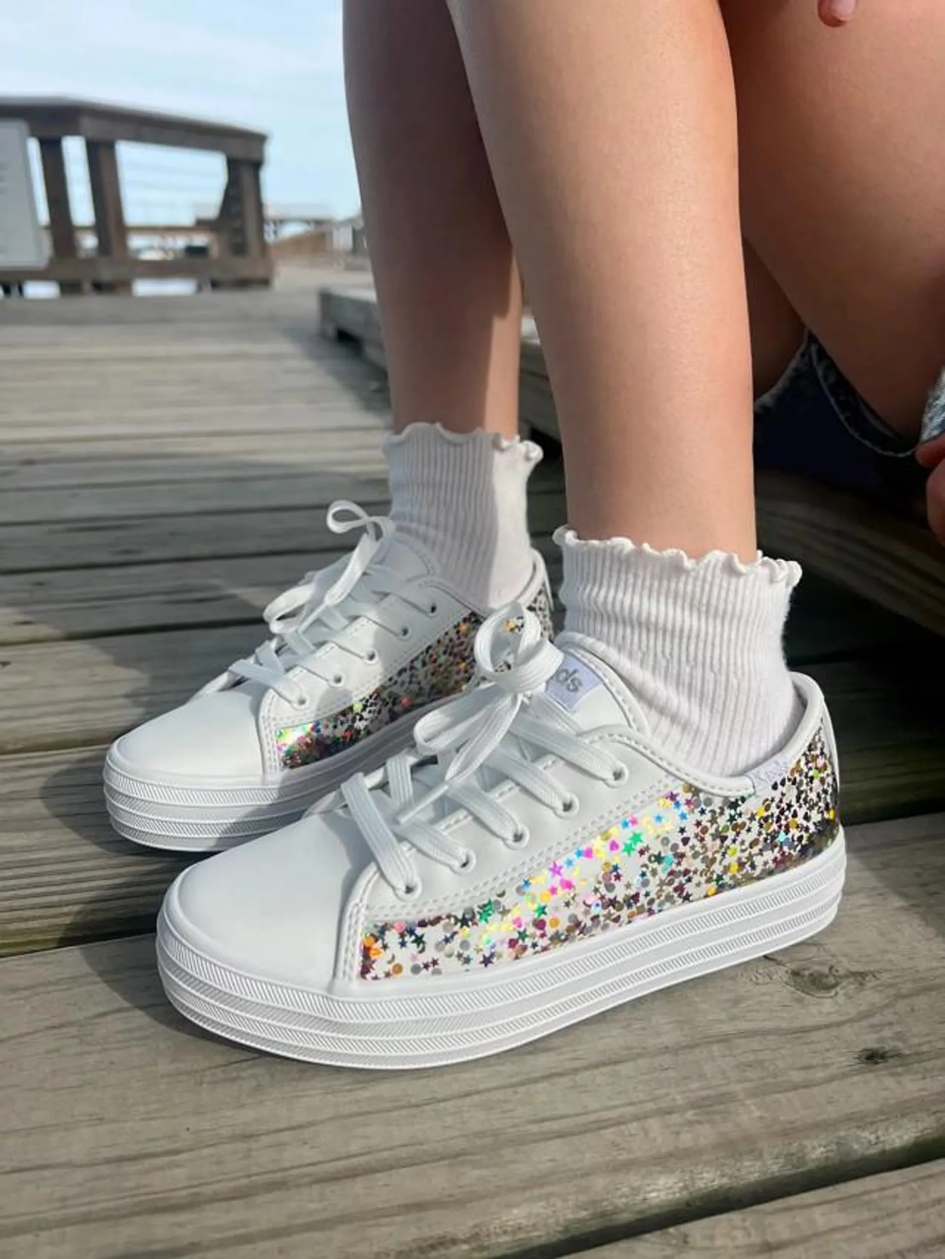 Keds Big Kids Triple Up Glitter Under Glass