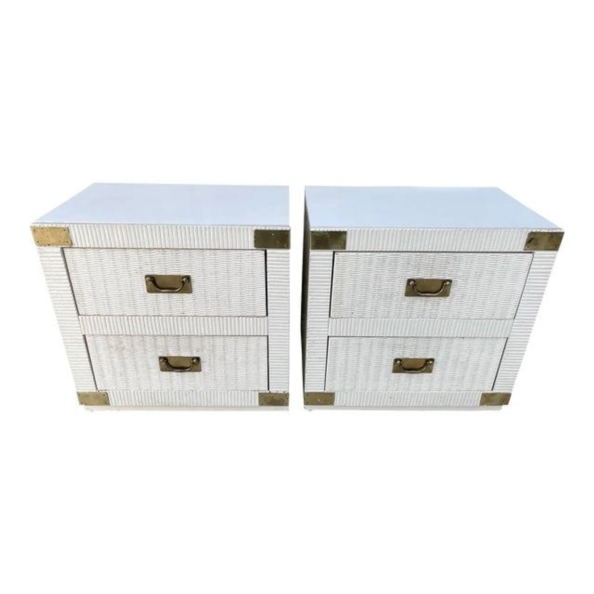 Mid-Century Lea Furniture Pair of White Nightstands