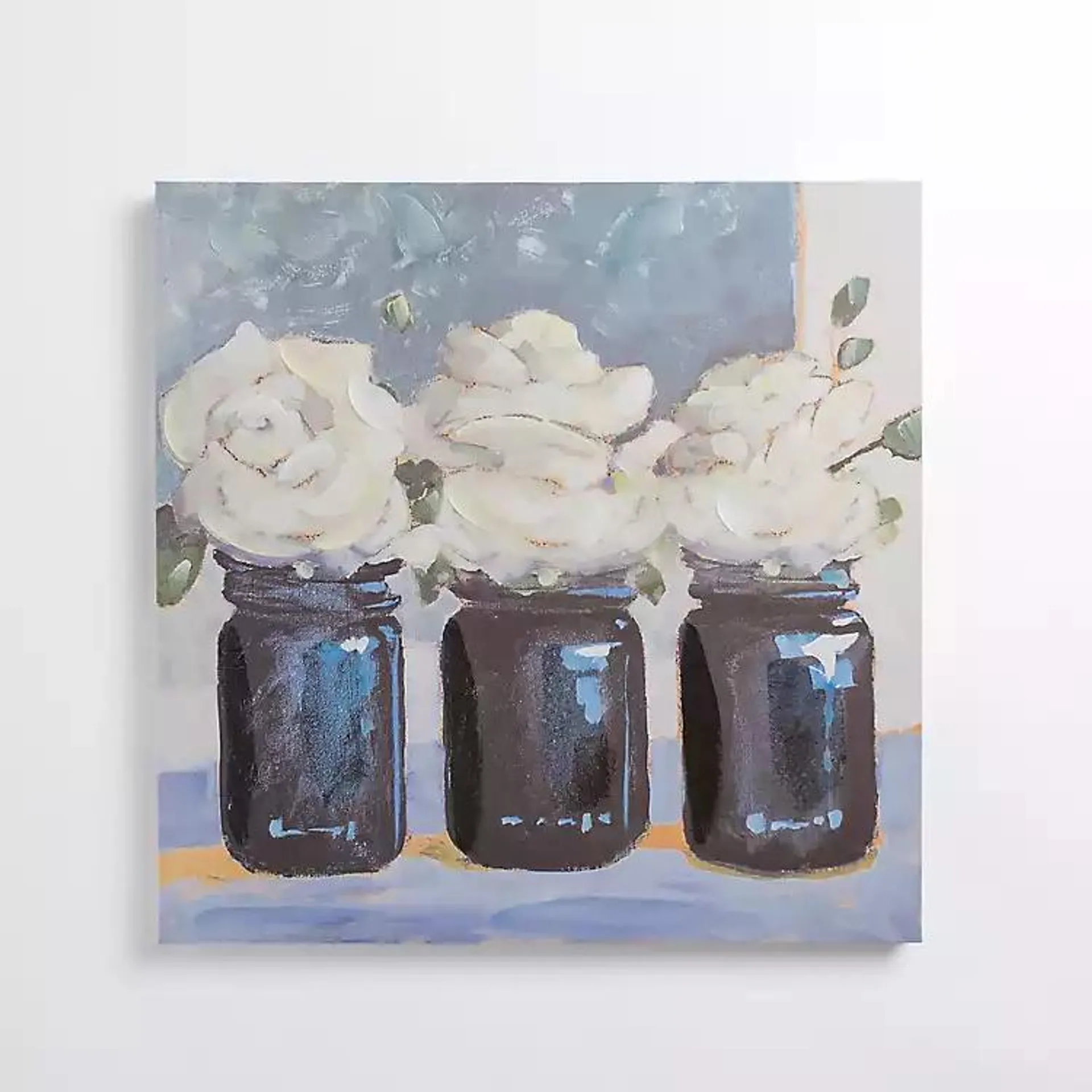 Mason Jar Flowers Canvas Art Print