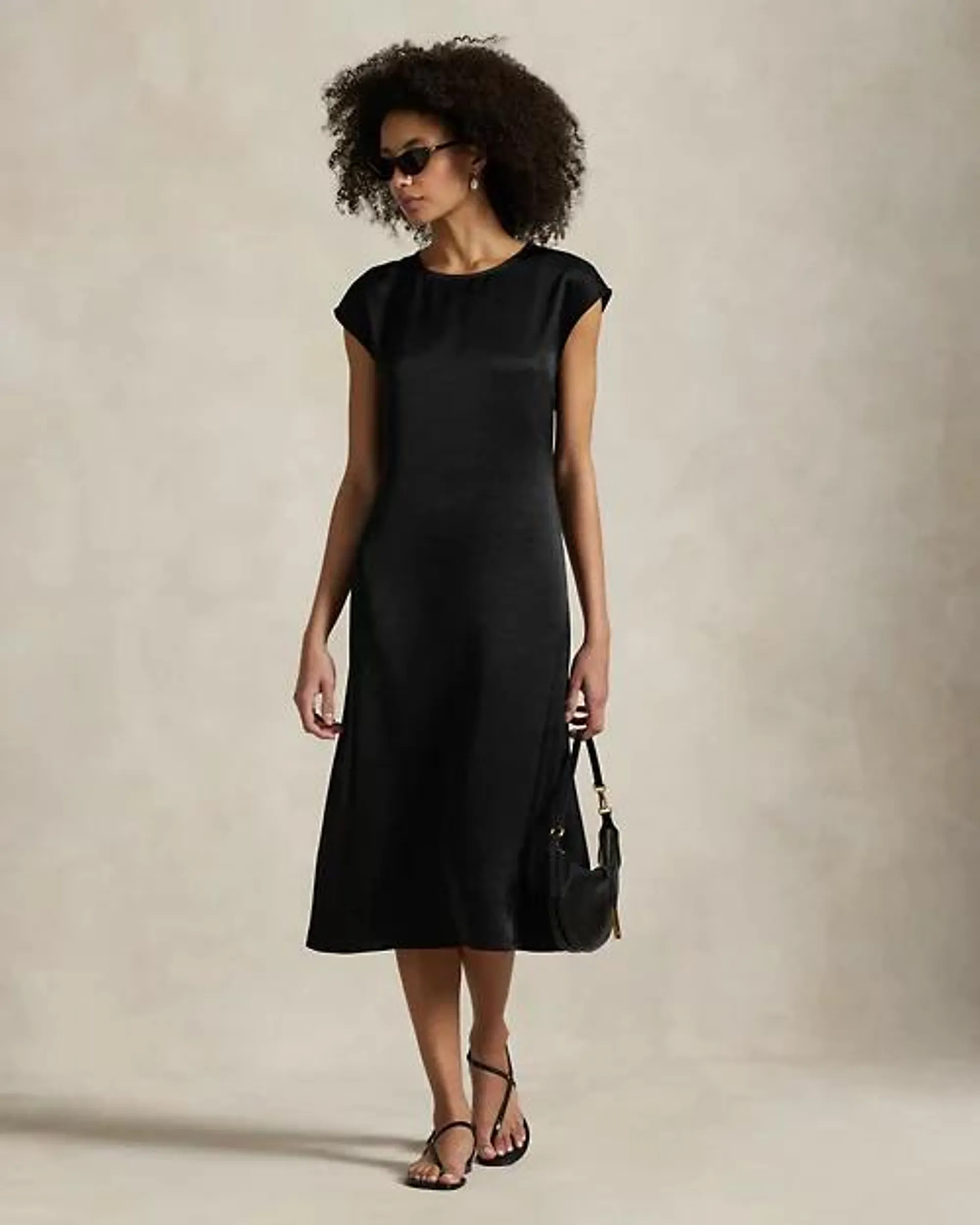 Satin Cap-Sleeve Dress