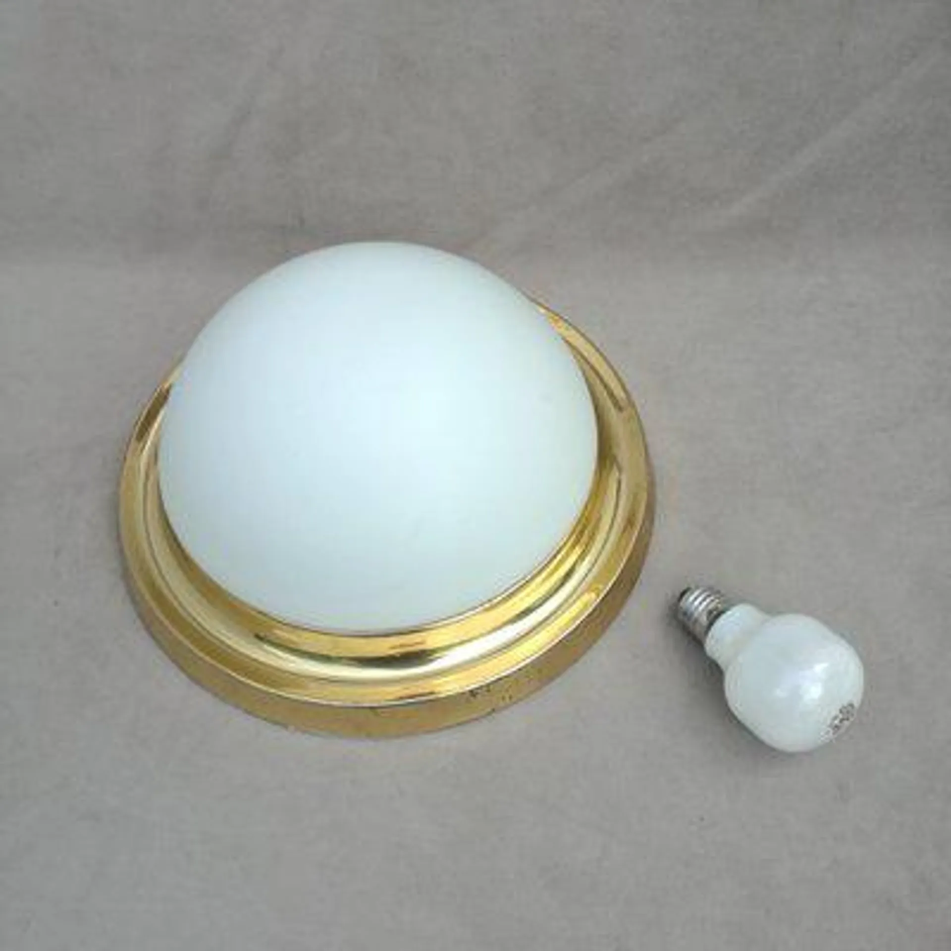 Brass and Glass Opaline Ceiling Lamp