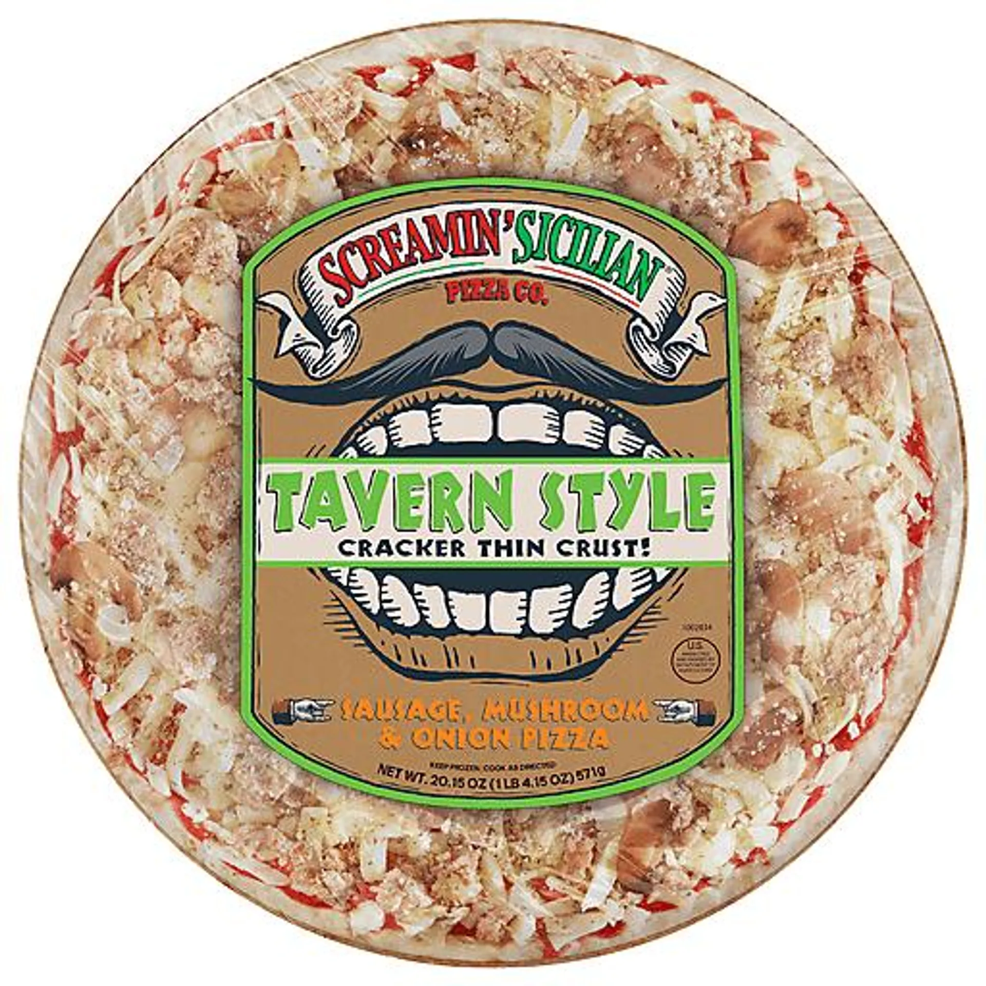 Screamin&#039; Sicilian Pizza Co. Pizza, Tavern Style, Sausage, Mushroom &amp; Onion 20.15 Oz