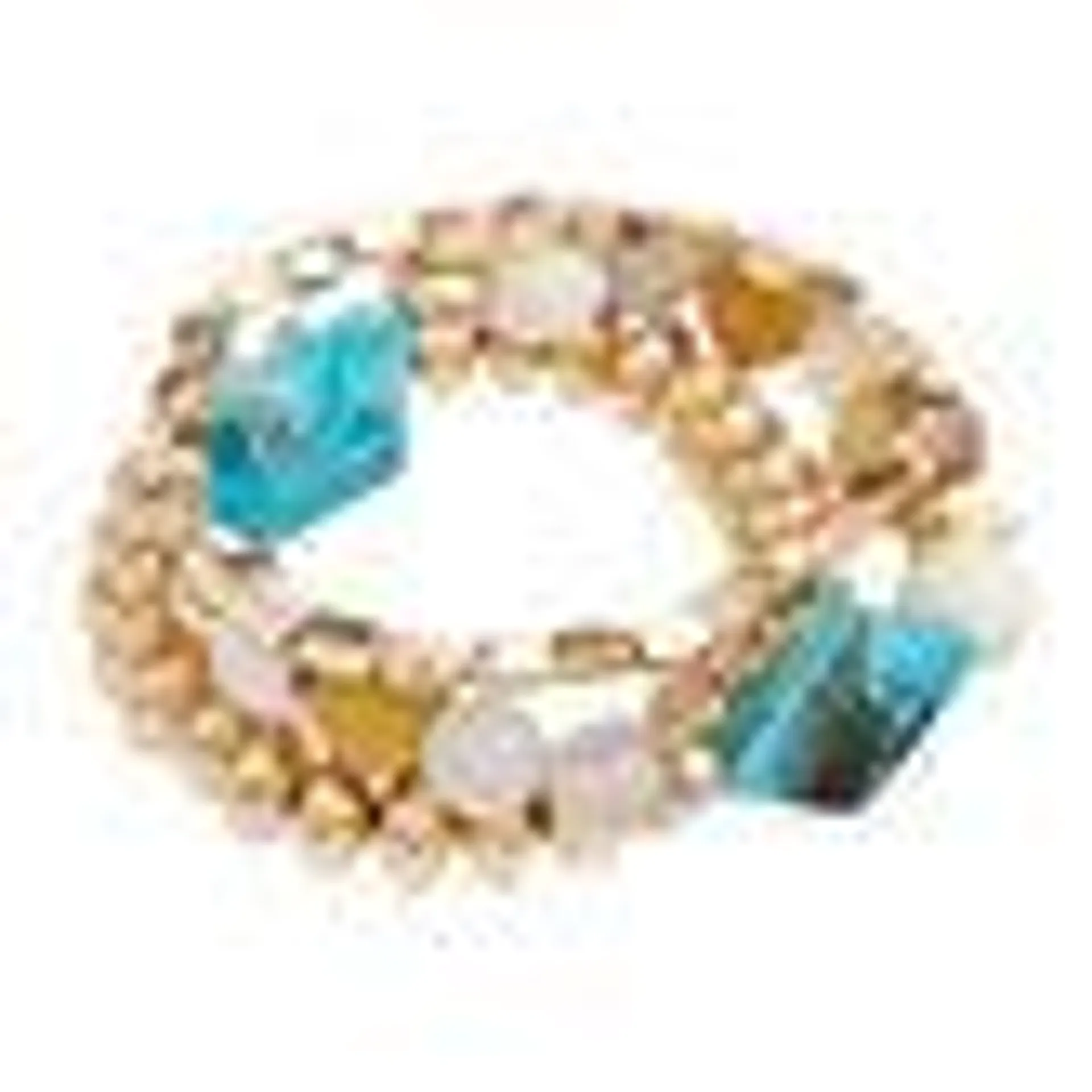 Gold And Teal Chunky Beaded Stretch Bracelets 3 Pack