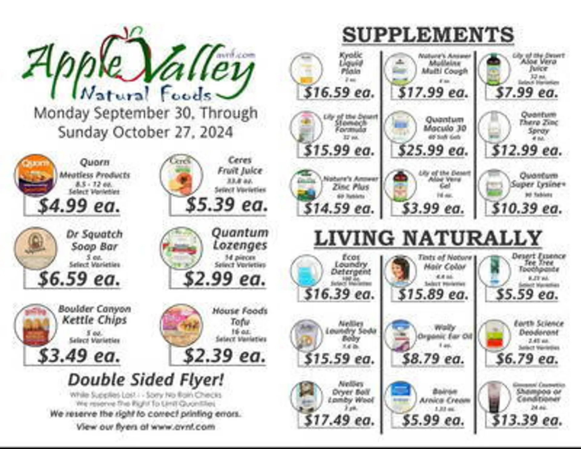 Apple Valley Natural Foods Weekly Ad - 1