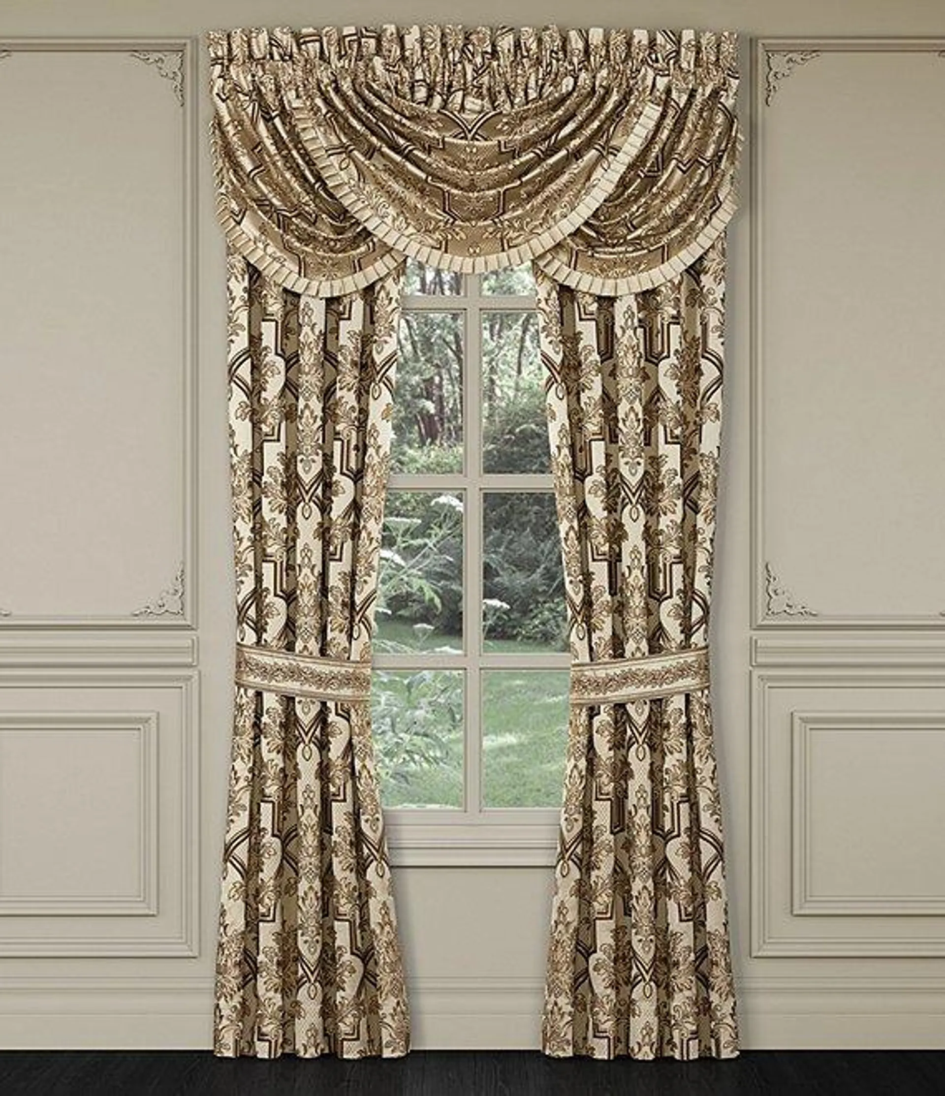 Gold Coast Traditional Woven Damask Window Treatment