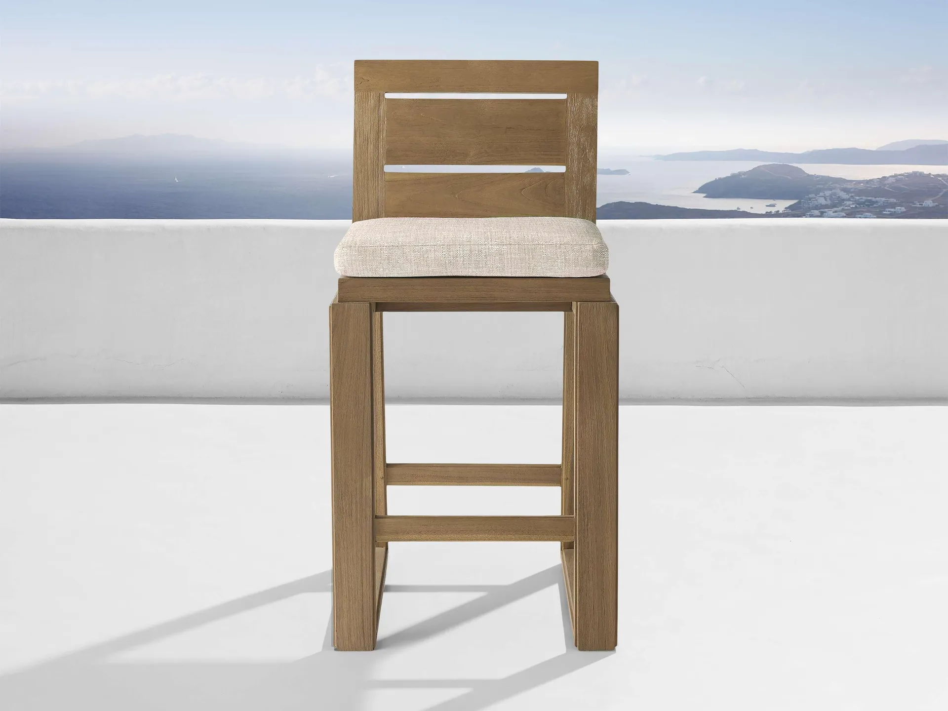 Canyon Outdoor Teak Barstool in Priano Malt