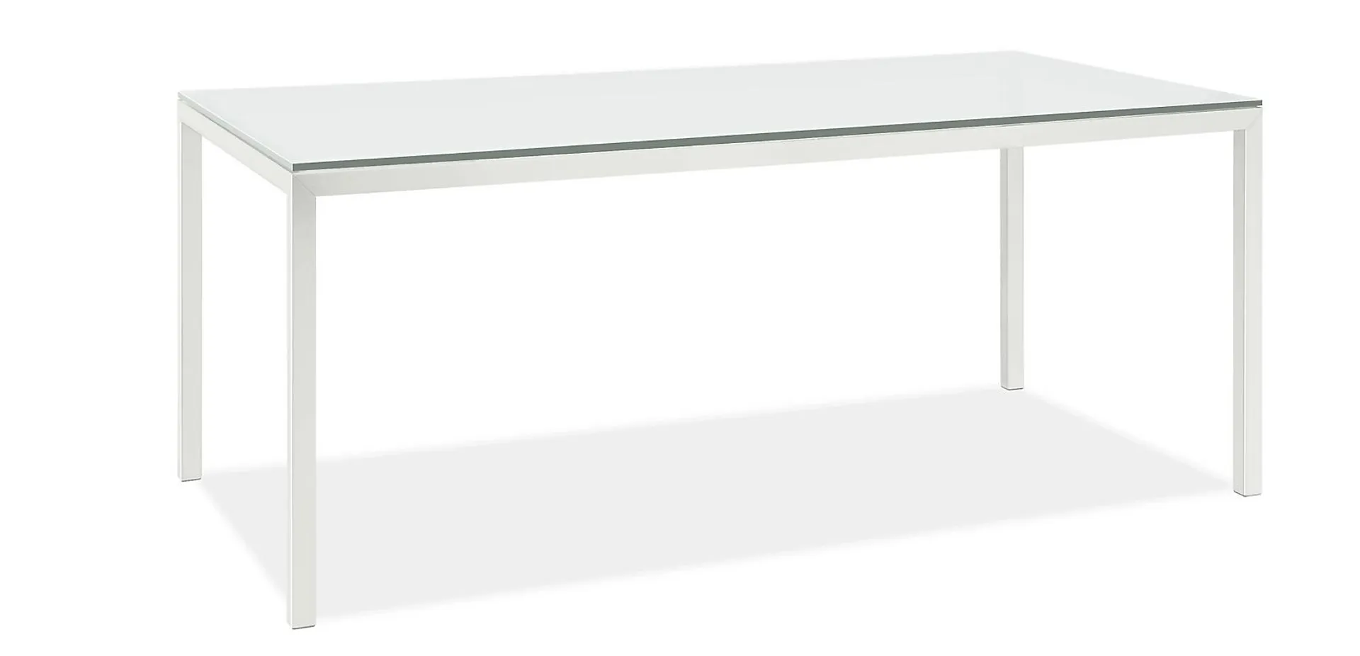 Parsons 72w 30d 35h Counter Table in 1.5" White w/TMPRD White Satin Etch Glass