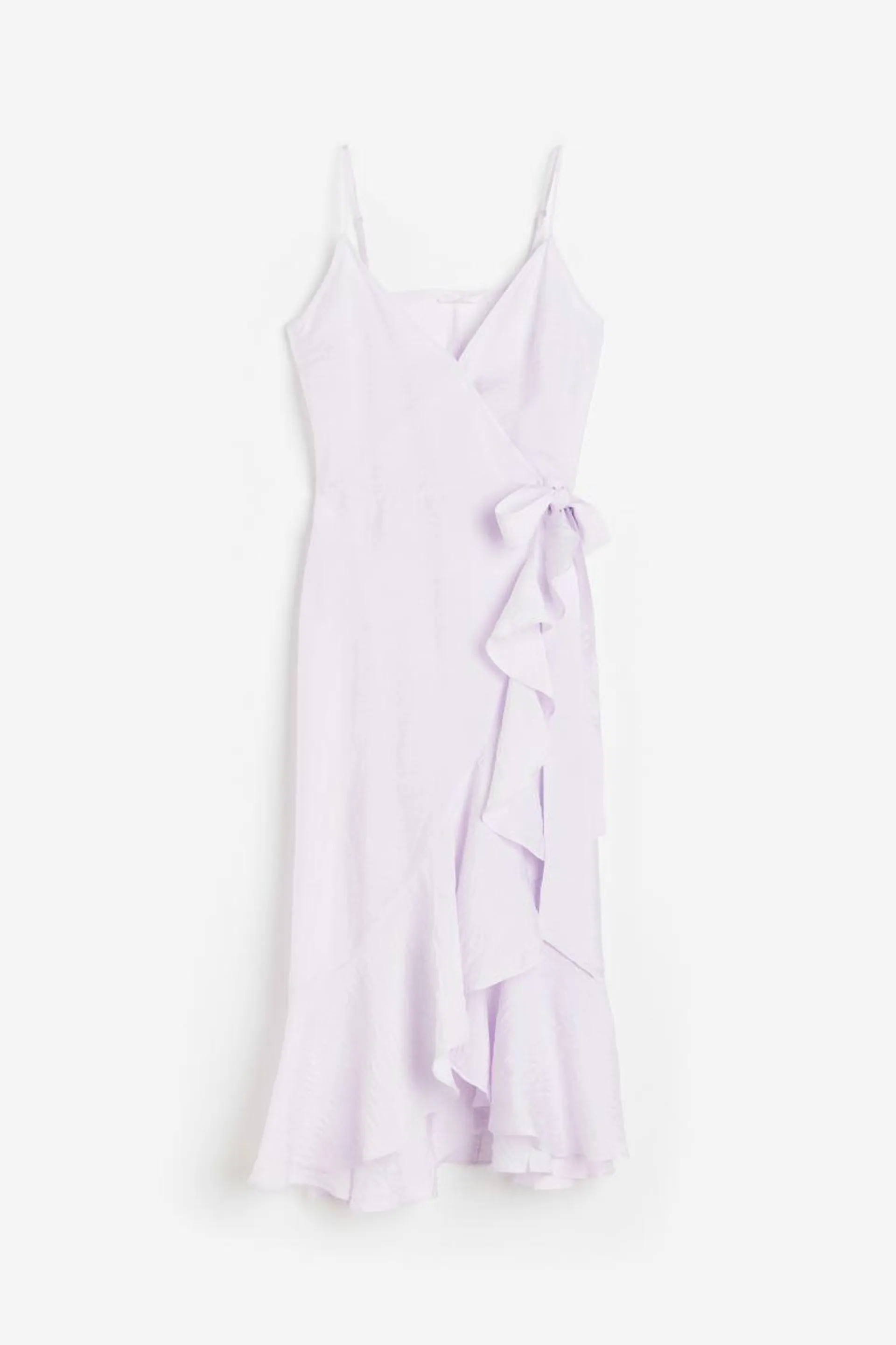 Flounce-trimmed wrap dress