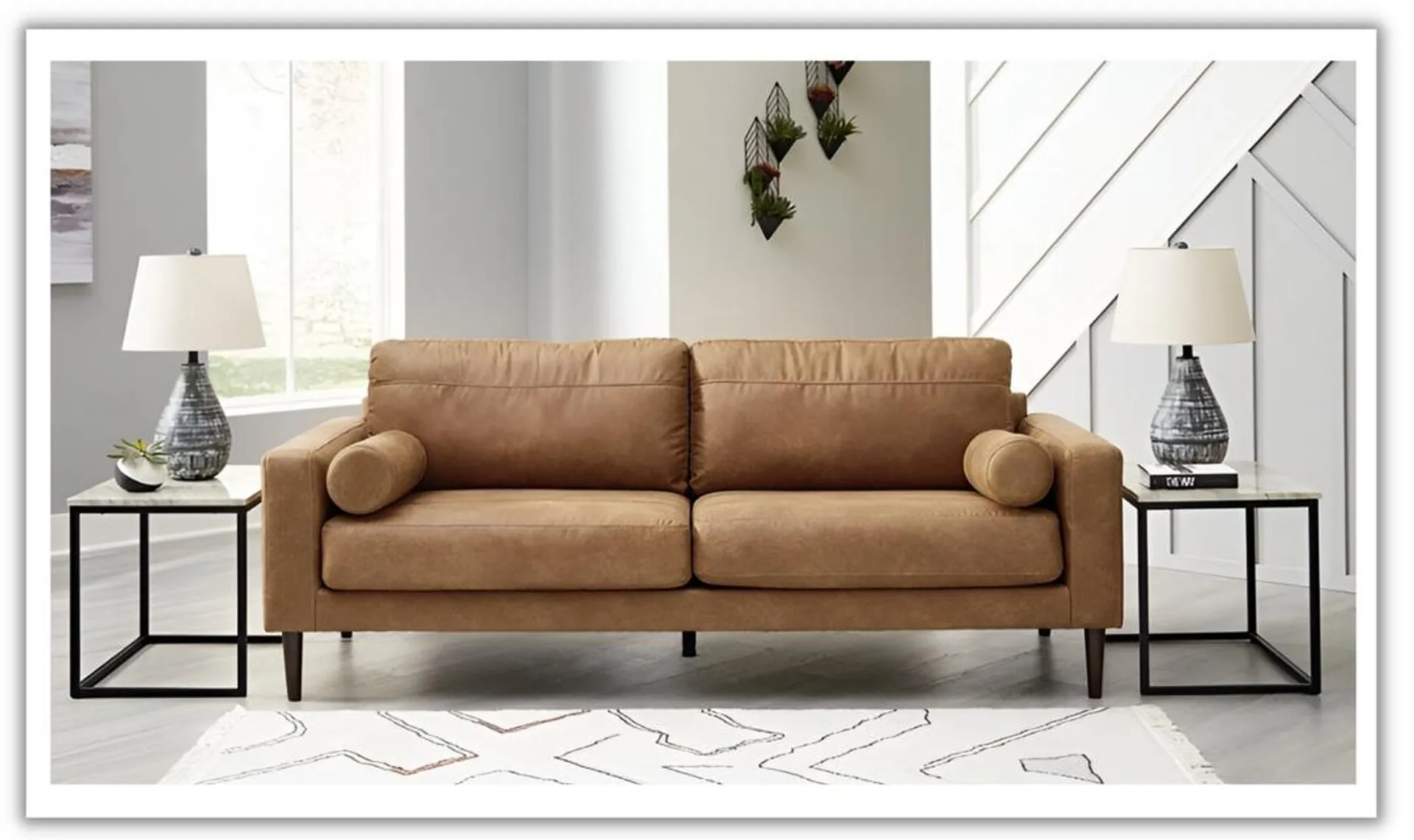 Modern Heritage Telora 2-Seater Caramel Leather Sofa with Track Arms