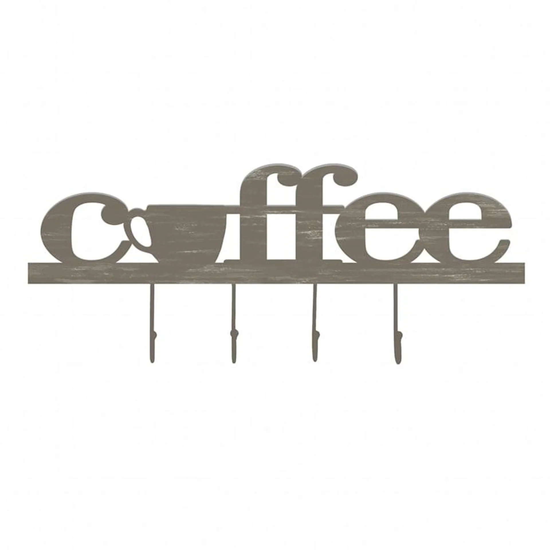 Coffee Wall Sign with Hooks, 8X20