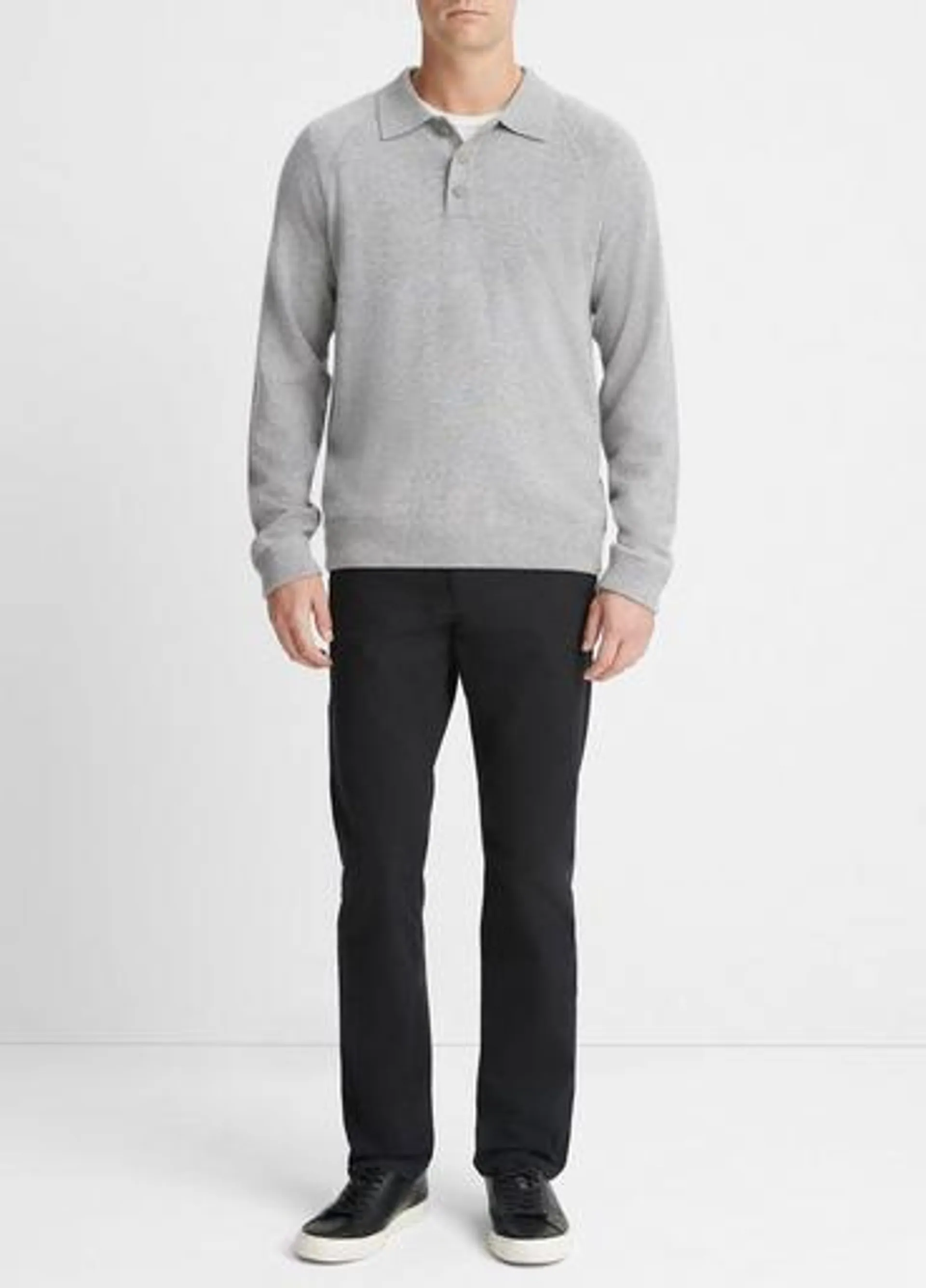 Cashmere Long-Sleeve Polo Sweater