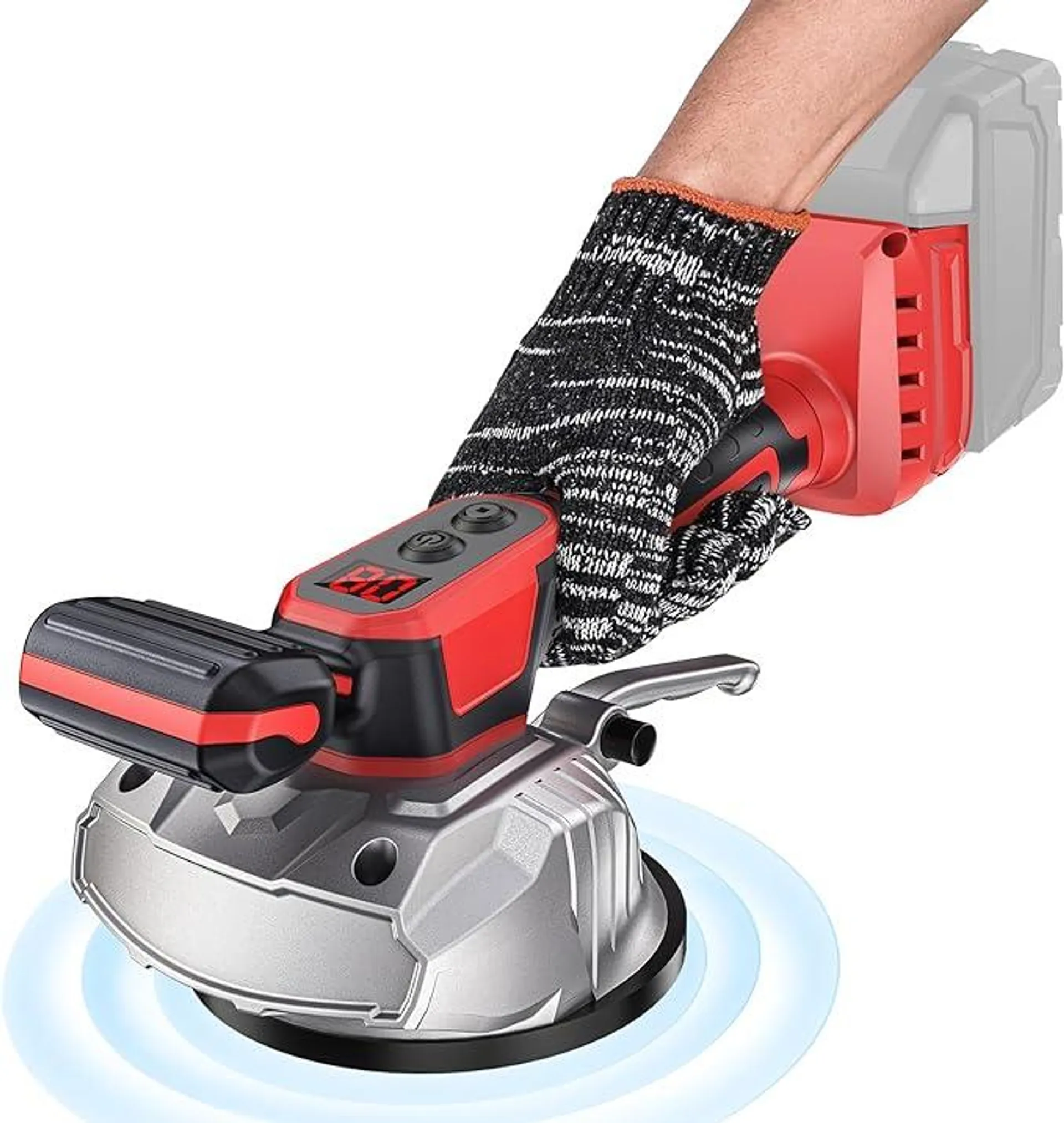 Cordless Tile Vibration Leveling Machine,for Milwaukee 18V Max Battery,Ecarke Portable Tiler Vibrator Tool with 8 Adjustable Speed,Suction Cup,Digital Display for Floor,Tile,Wall