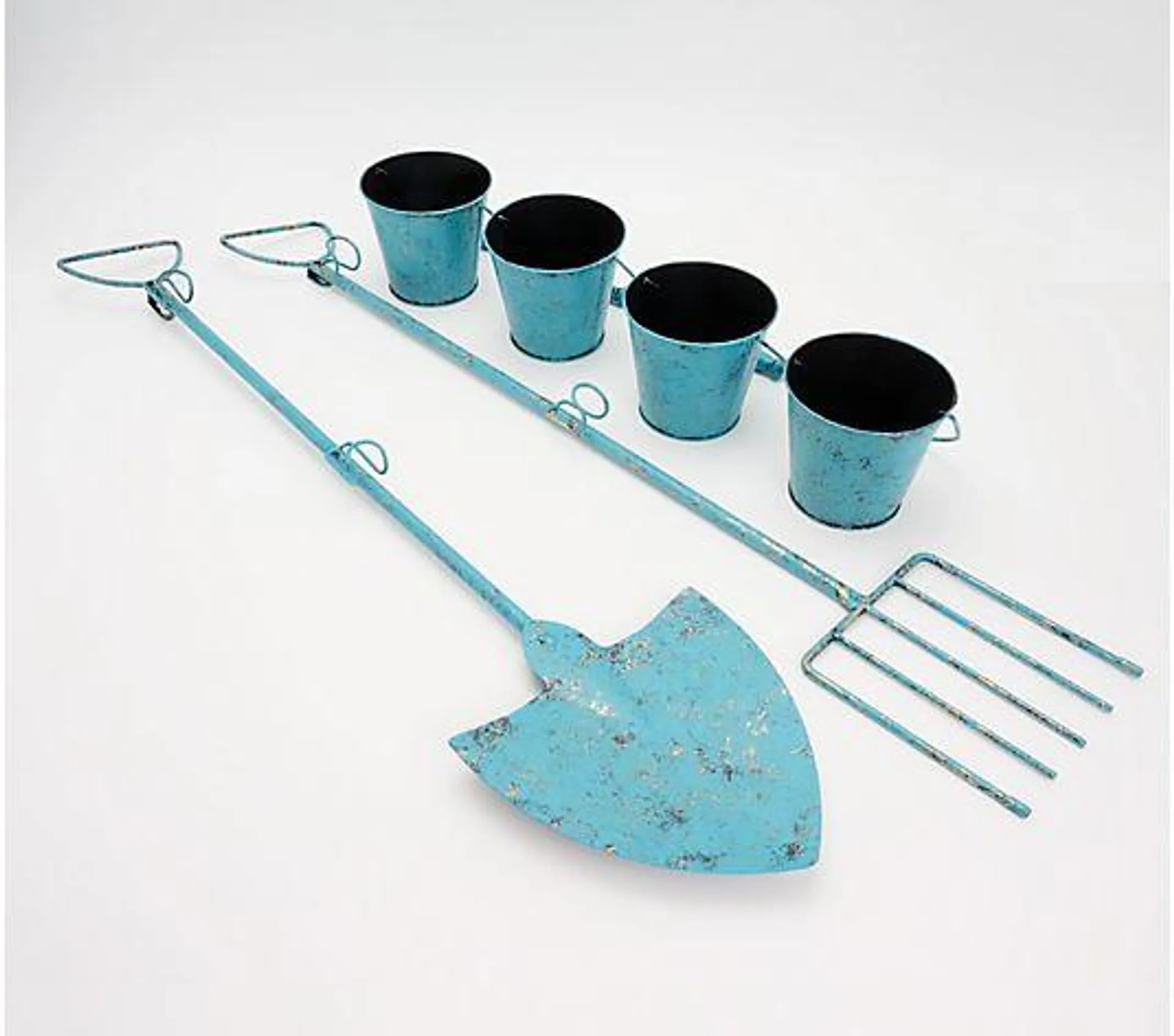 Plow & Hearth Set of 2 Garden Tool Wall Art with Bucket Planters