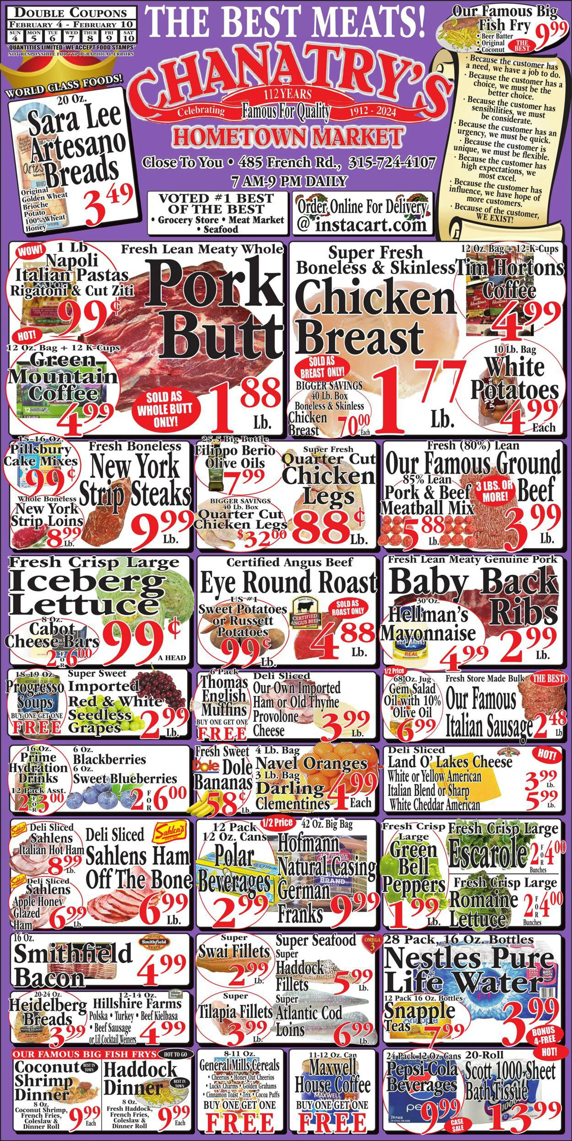 Weekly ad Chanatry's Hometown Market from February 4 to February 10 2024 - Page 1