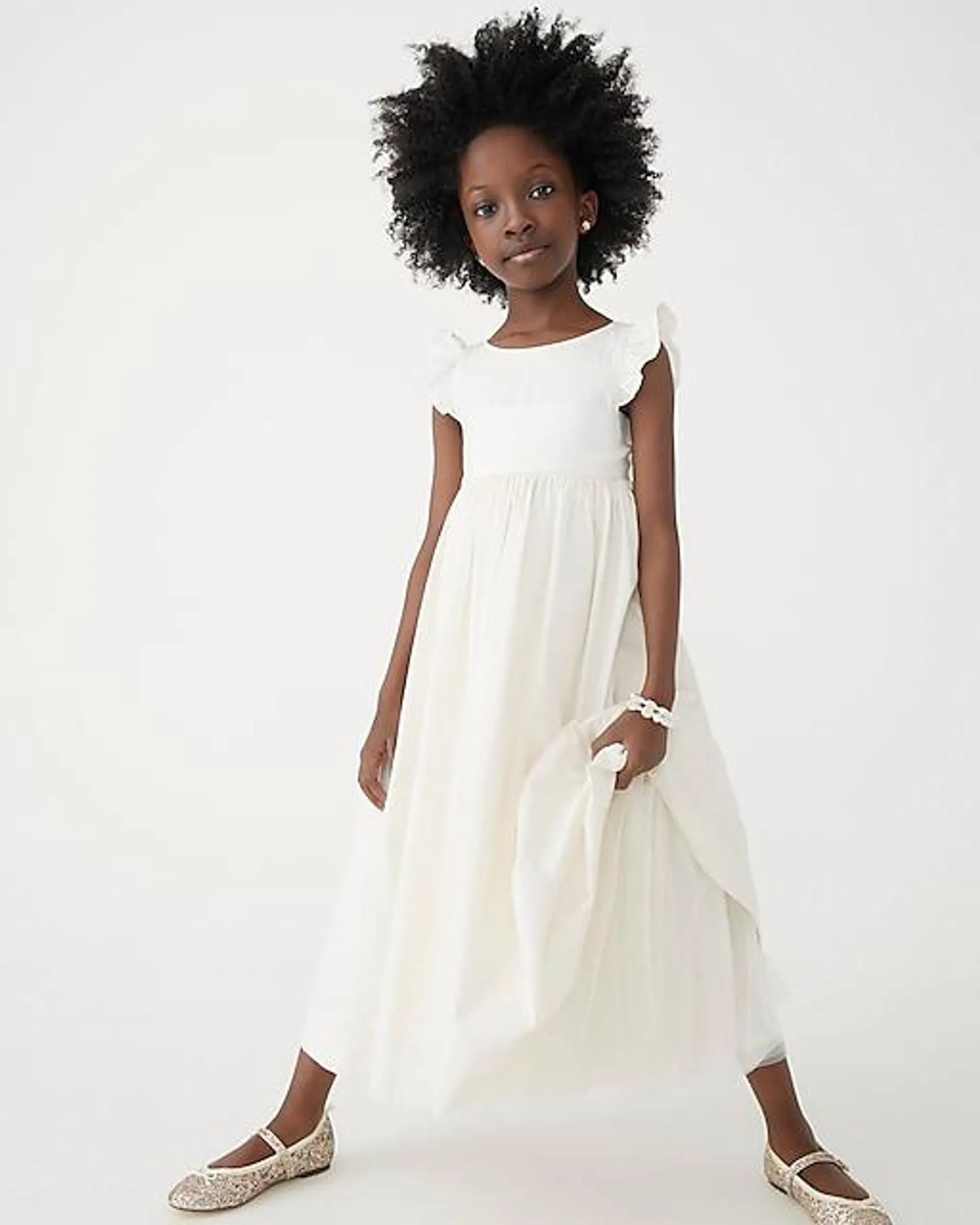 Girls' flutter-sleeve dress