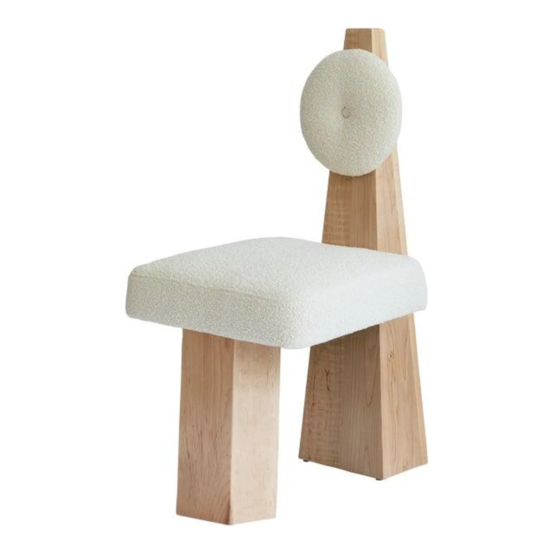 Christian Siriano Natural Wood & Ivory Bouclé Lula Chair