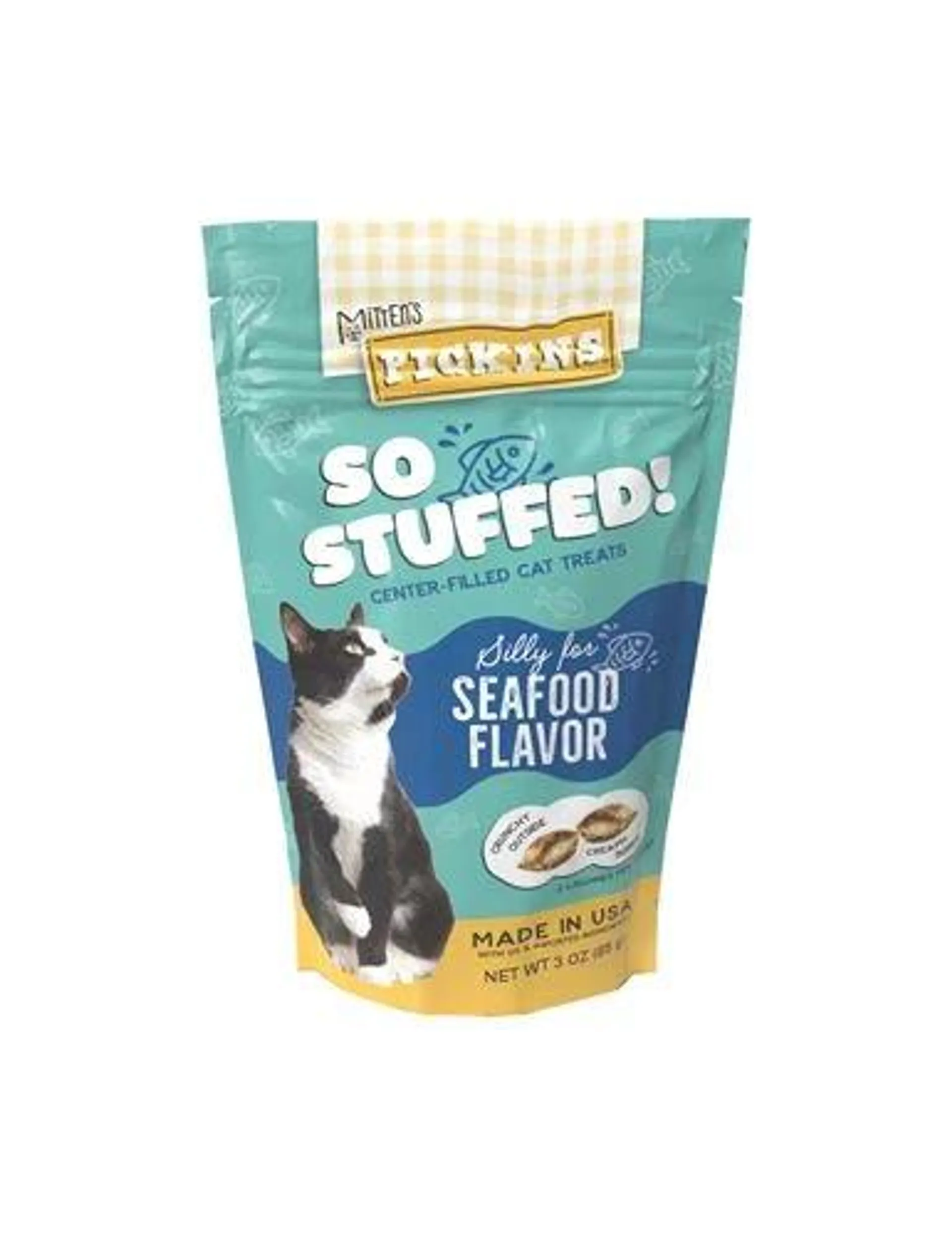 Mitten's Pickins So Stuffed! Silly For Seafood Flavor Center-Filled Cat Treats, 3 Ounces