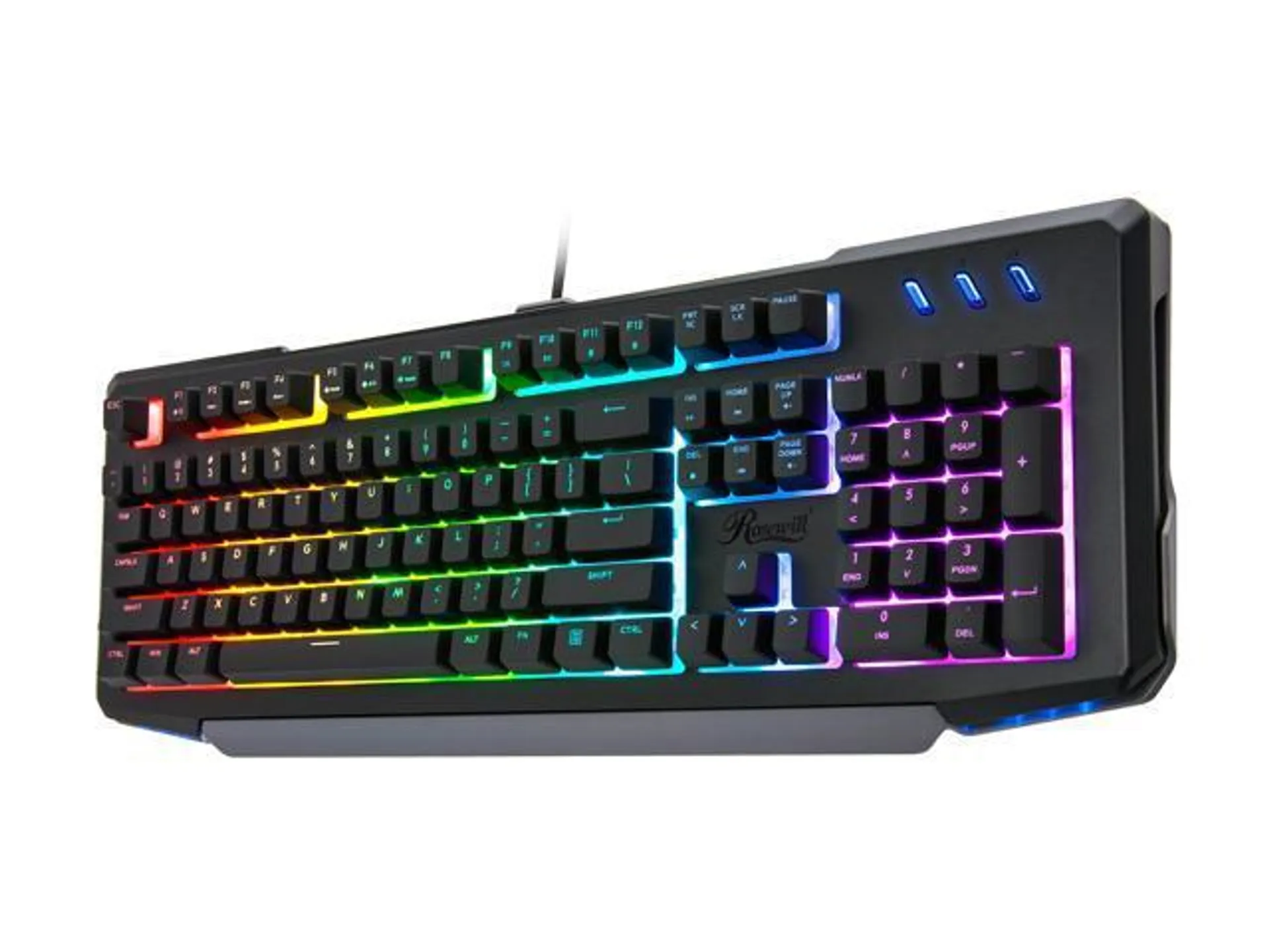 Rosewill NEON K42 Wired Membrane Mechanical Gaming Keyboard, Hybrid Mem-chanical Switches, 8 RGB LED Backlight Effects, 104 Keys, 26-Key Anti-Ghosting, 6 Multimedia Hotkeys