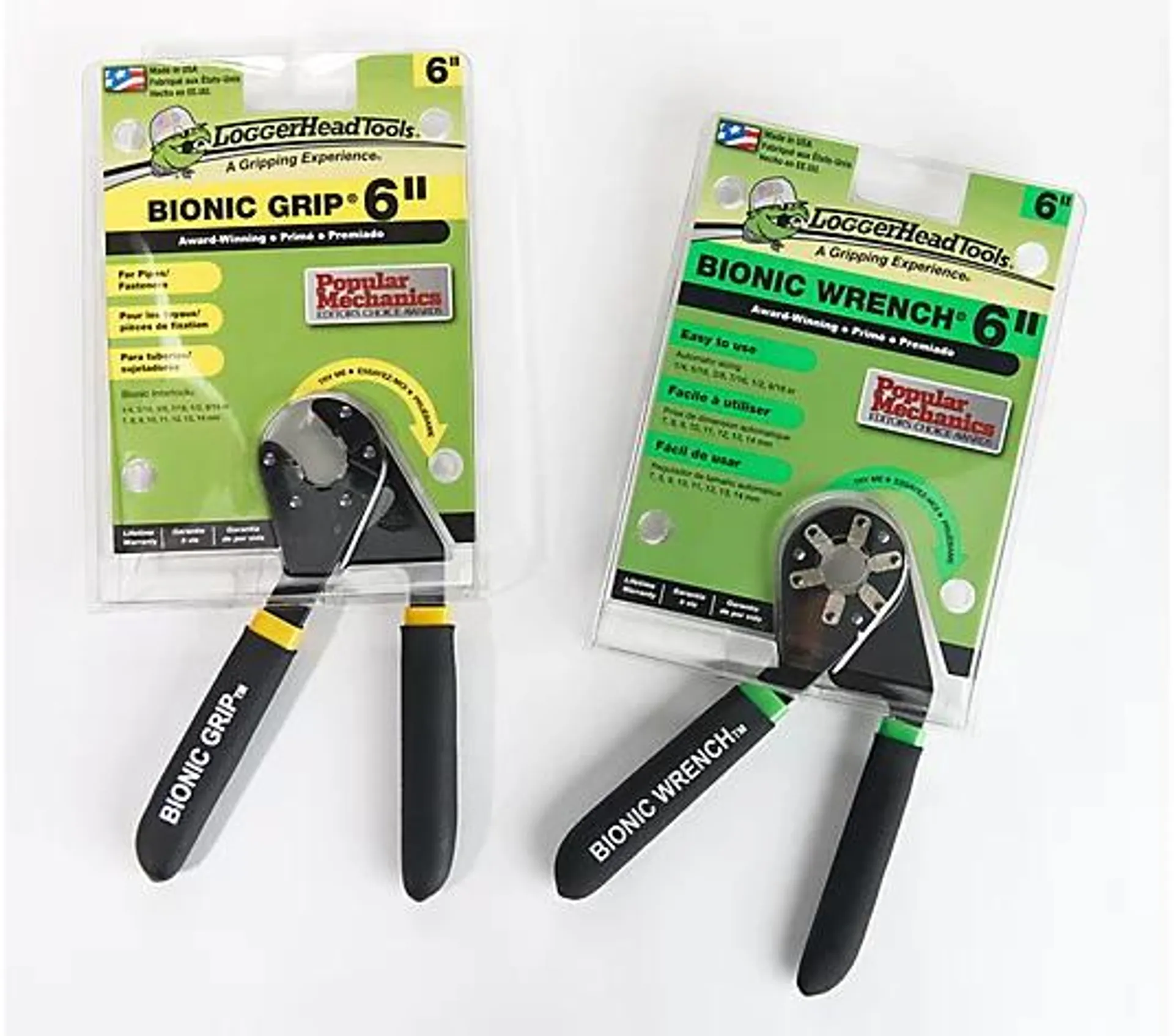 Bionic Wrench 2 Piece Self Adjusting 6" Wrench and 6" Grip Tools
