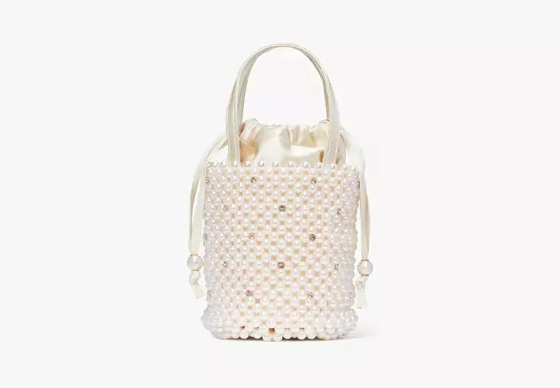 Purl Pearl Embellished Small Bucket Bag