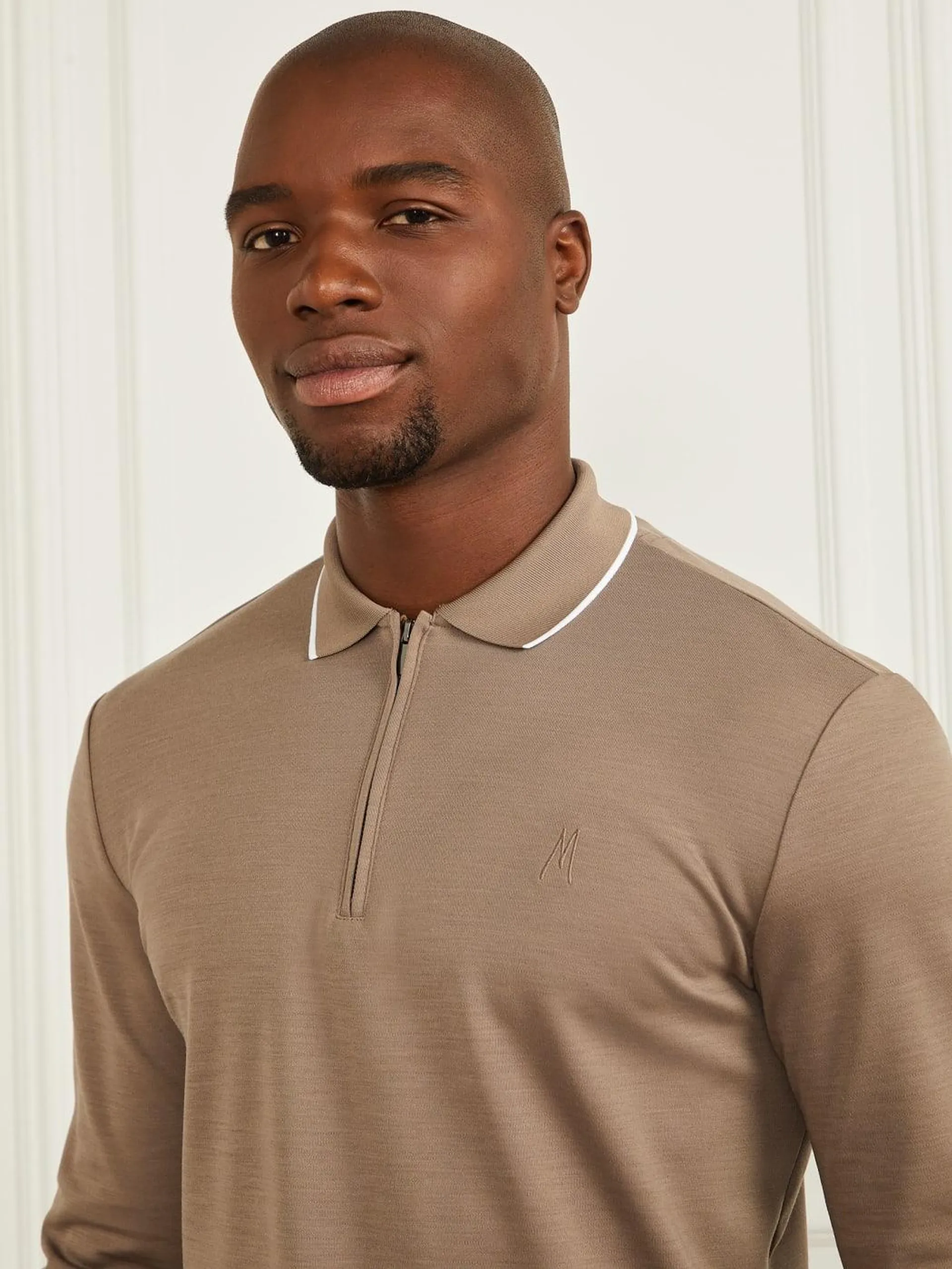 Long-Sleeve Zip Polo