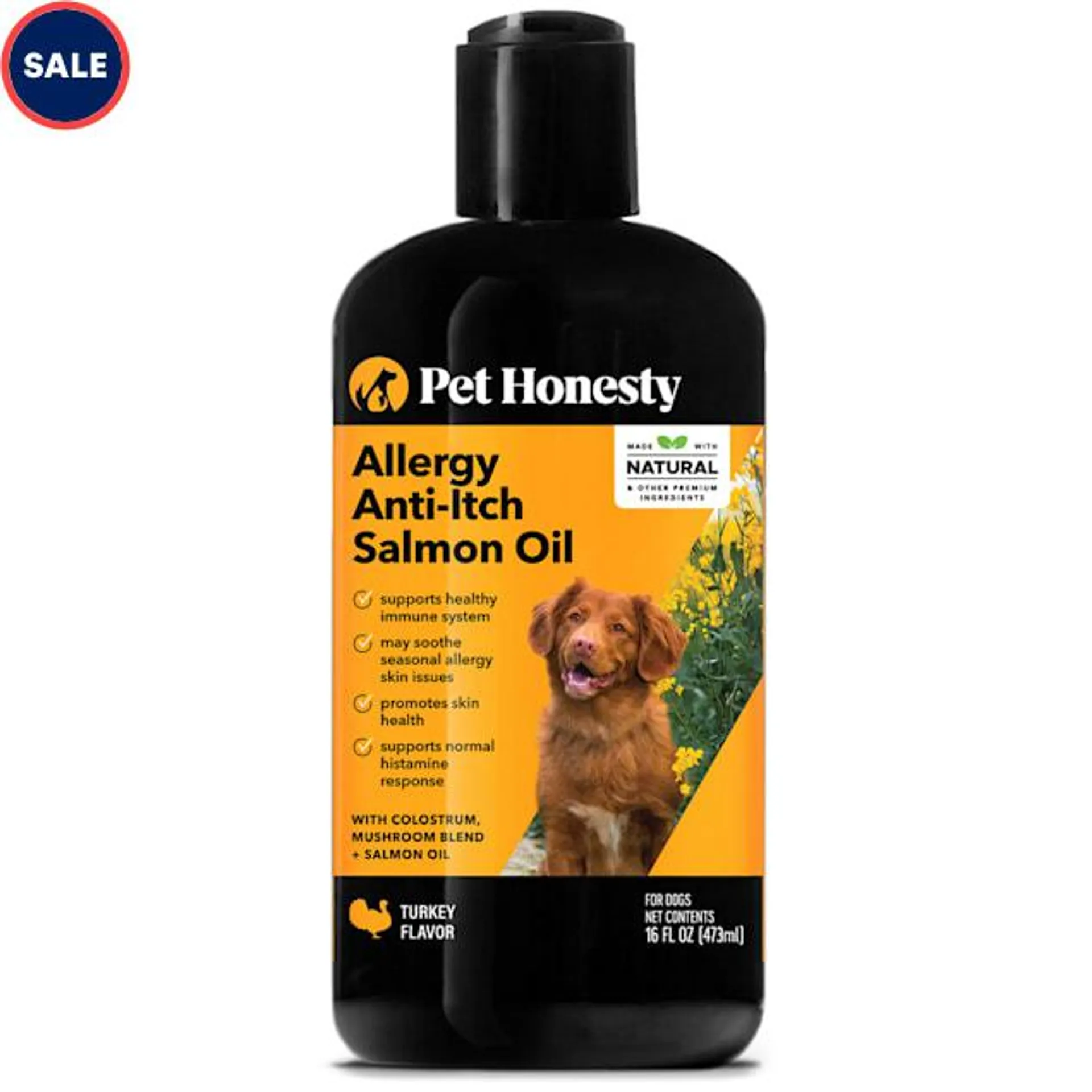 Pet Honesty Allergy Anti-Itch Salmon Oil Liquid Supplement for Dogs, 16 fl. oz.