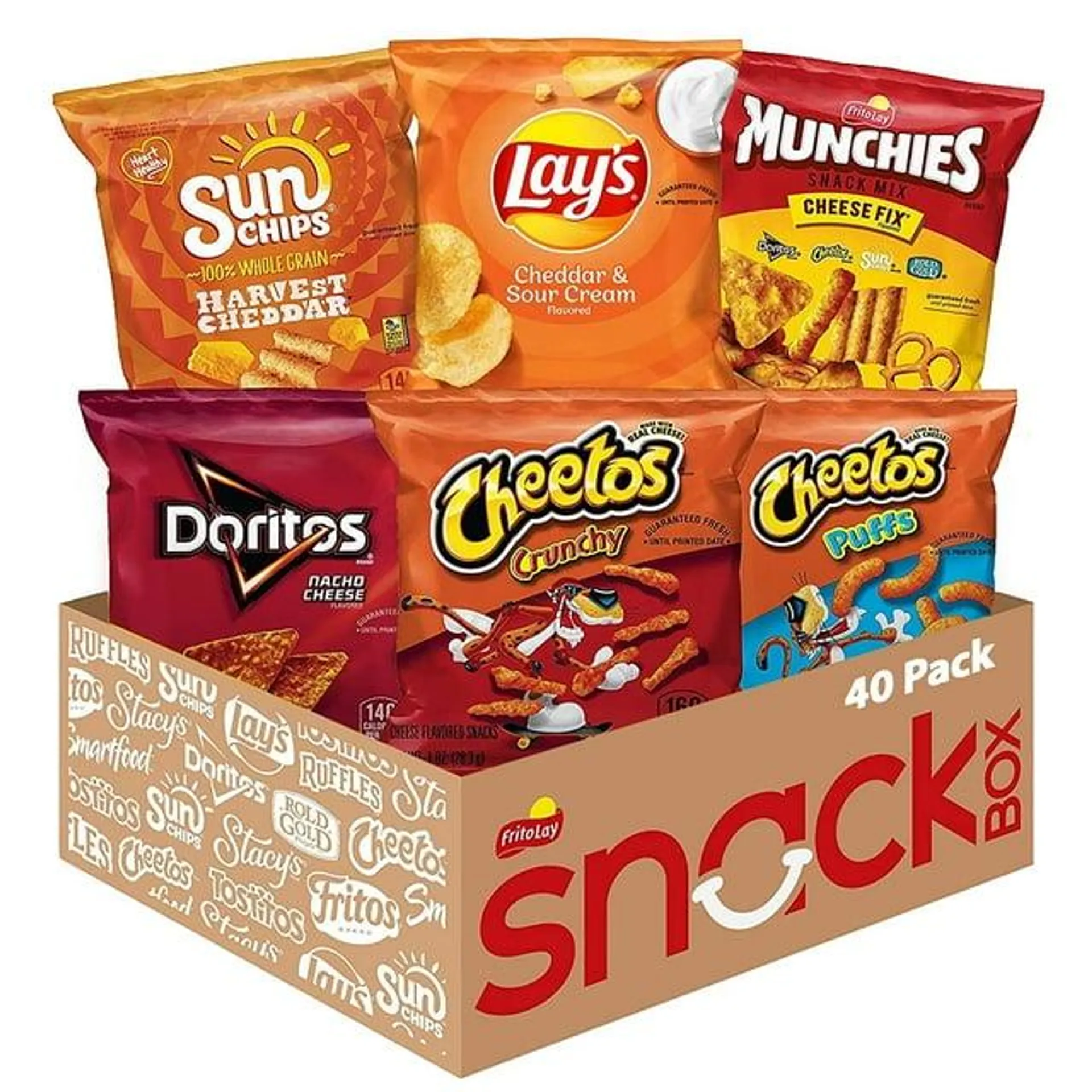 Frito-Lay Variety Pack, Cheesy Mix, SunChips, Doritos, Cheetos, Lay's, (40 Pack)